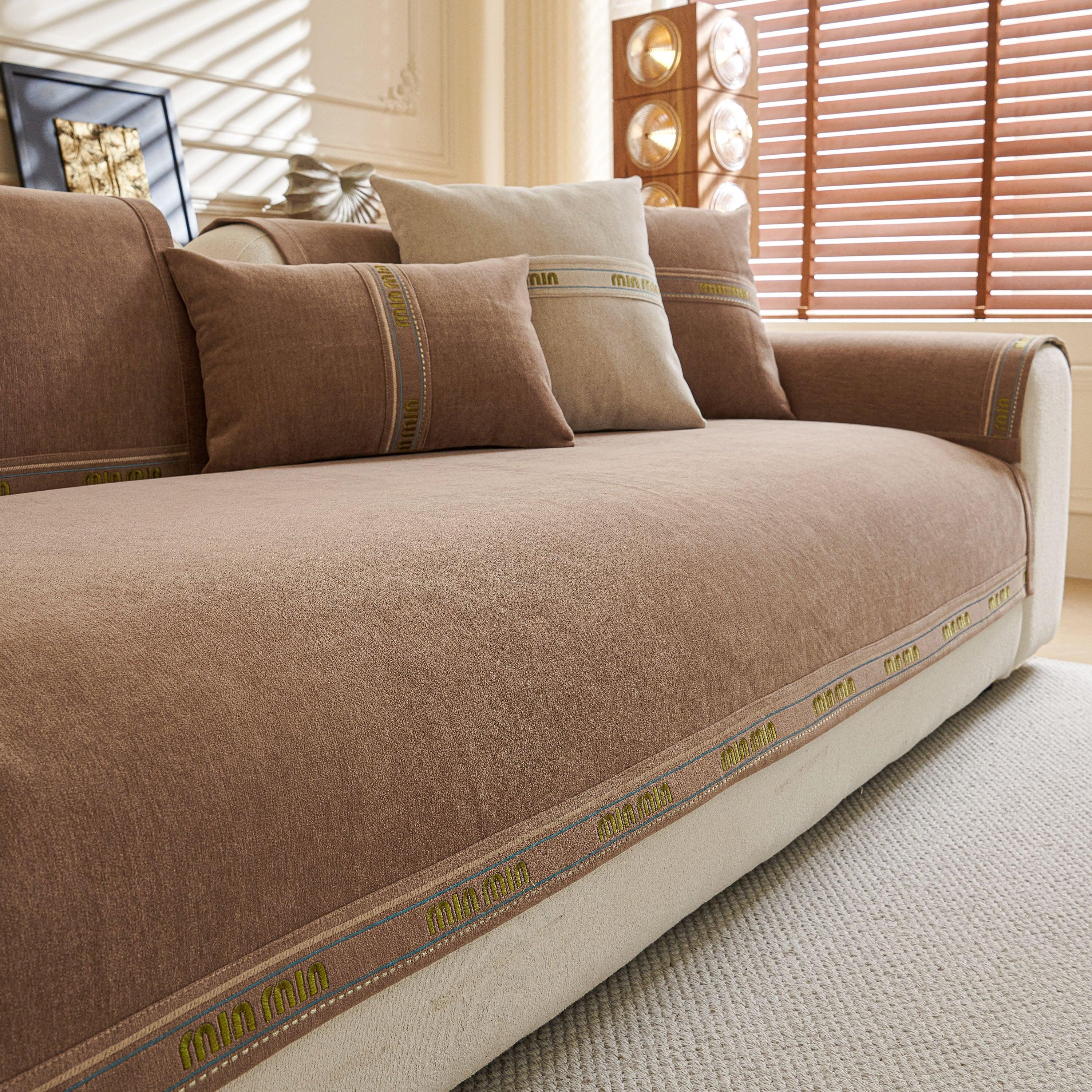 Chenille Sofa Cover Pet Mat, Non-Slip Couch Protector for Sectional & L-Shaped Sofas - TaroTextile