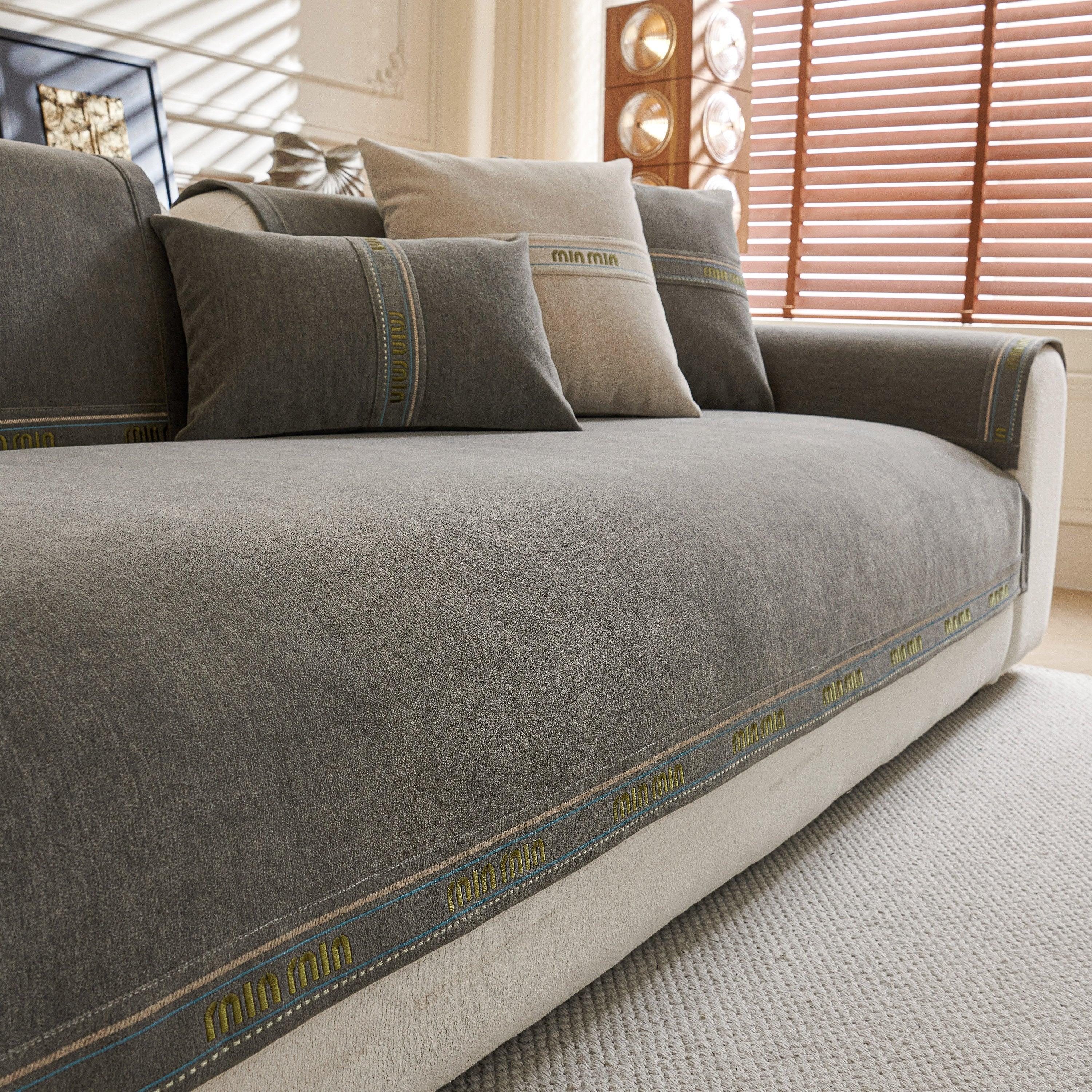 Chenille Sofa Cover Pet Mat, Non-Slip Couch Protector for Sectional & L-Shaped Sofas - TaroTextile