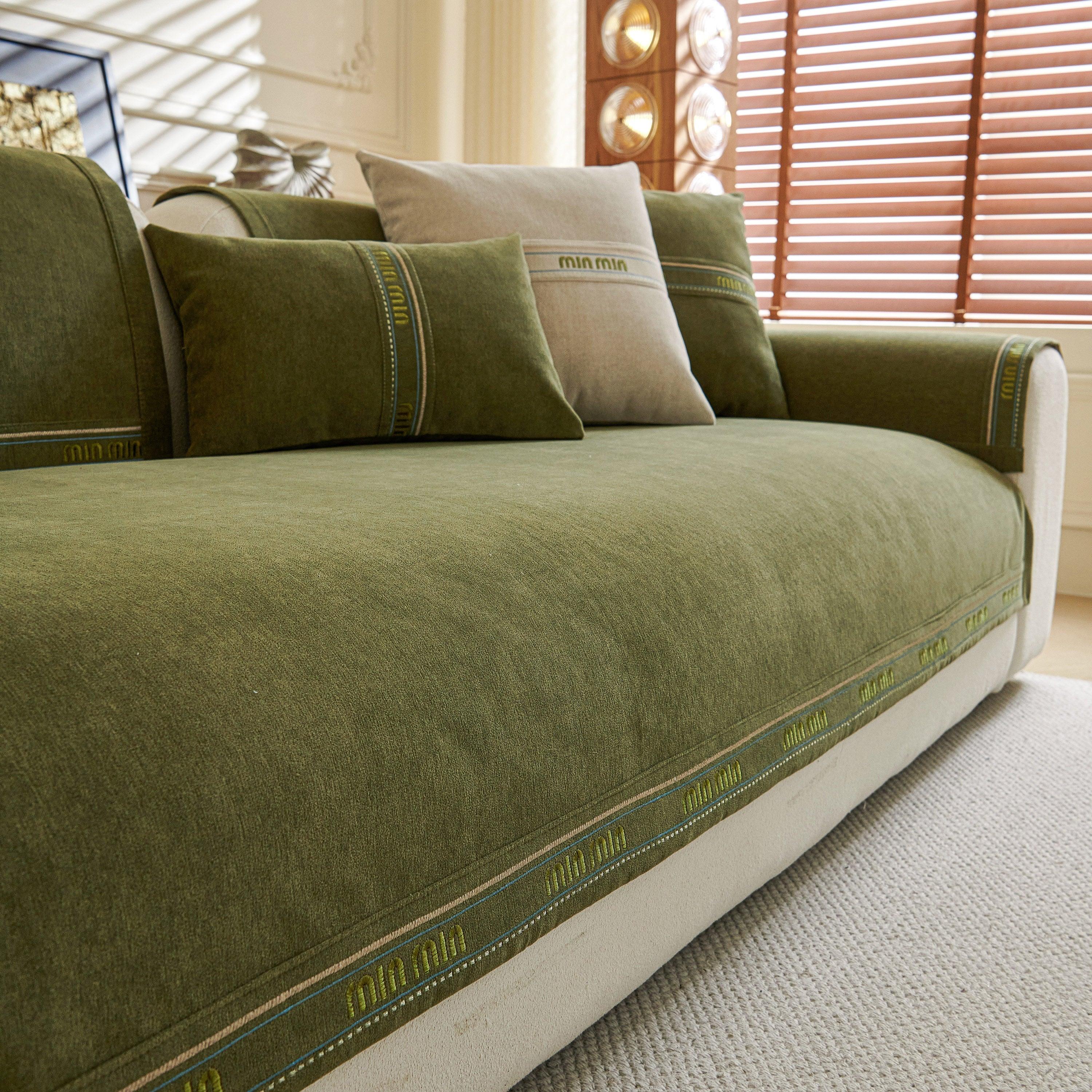 Chenille Sofa Cover Pet Mat, Non-Slip Couch Protector for Sectional & L-Shaped Sofas - TaroTextile