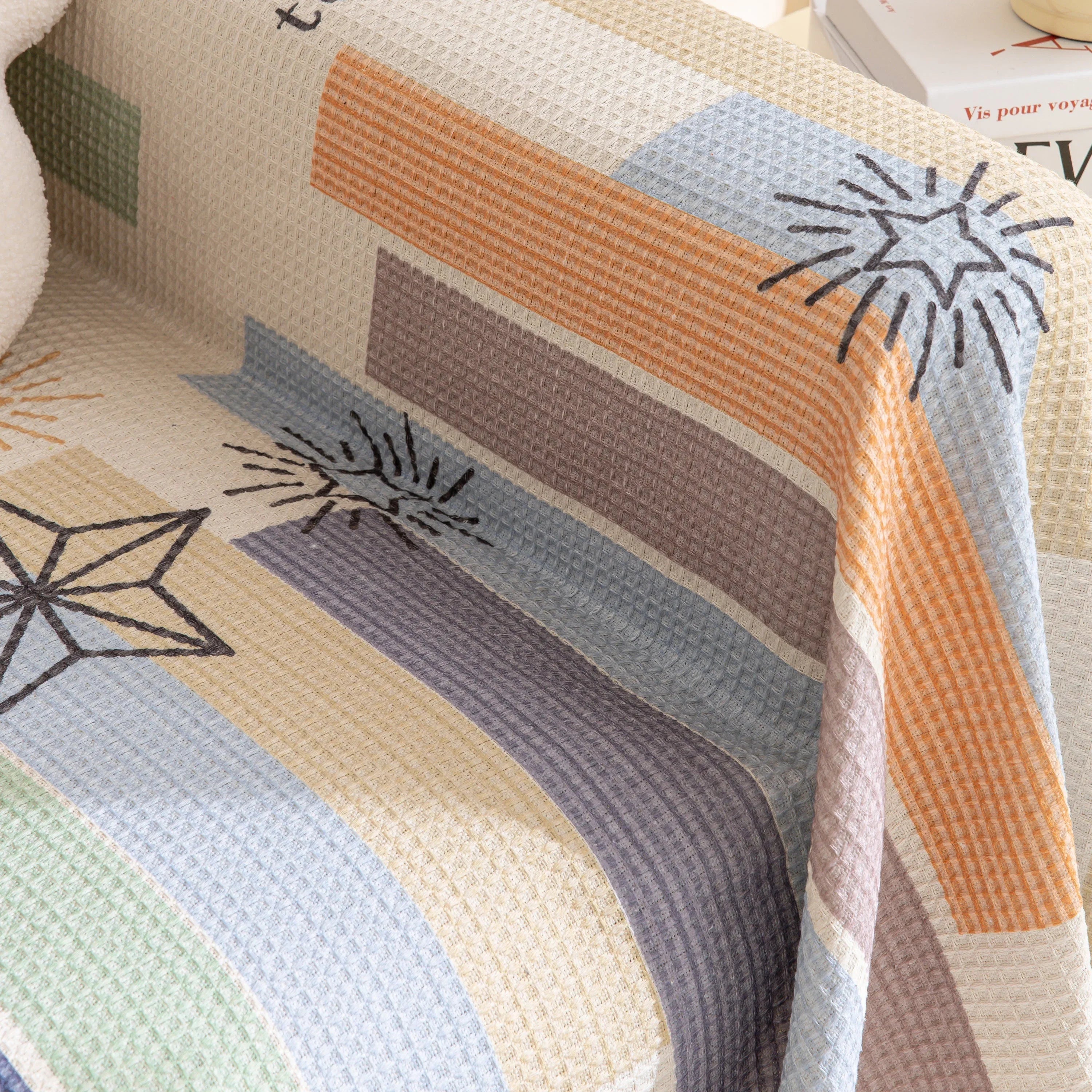 Chenille Sofa Cover Throw, Smile Couch Cover Blanket Throws for Couches, Soft Sofa Towel - TaroTextile