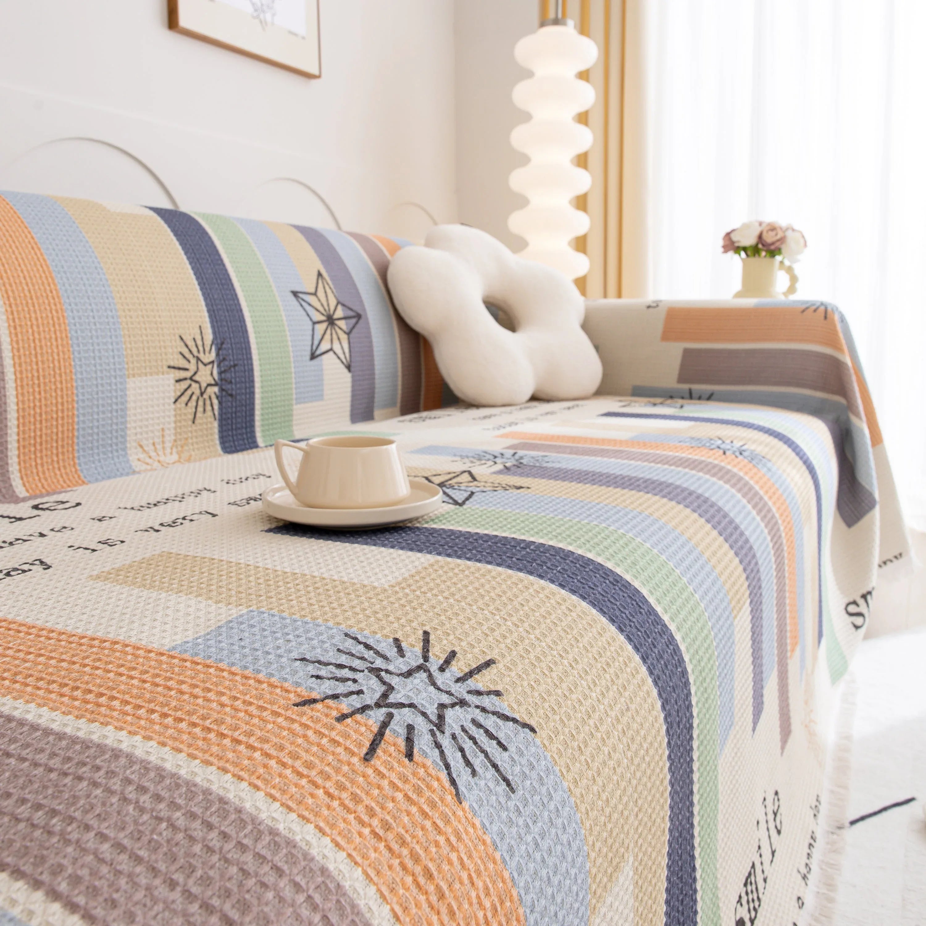 Chenille Sofa Cover Throw, Smile Couch Cover Blanket Throws for Couches, Soft Sofa Towel - TaroTextile