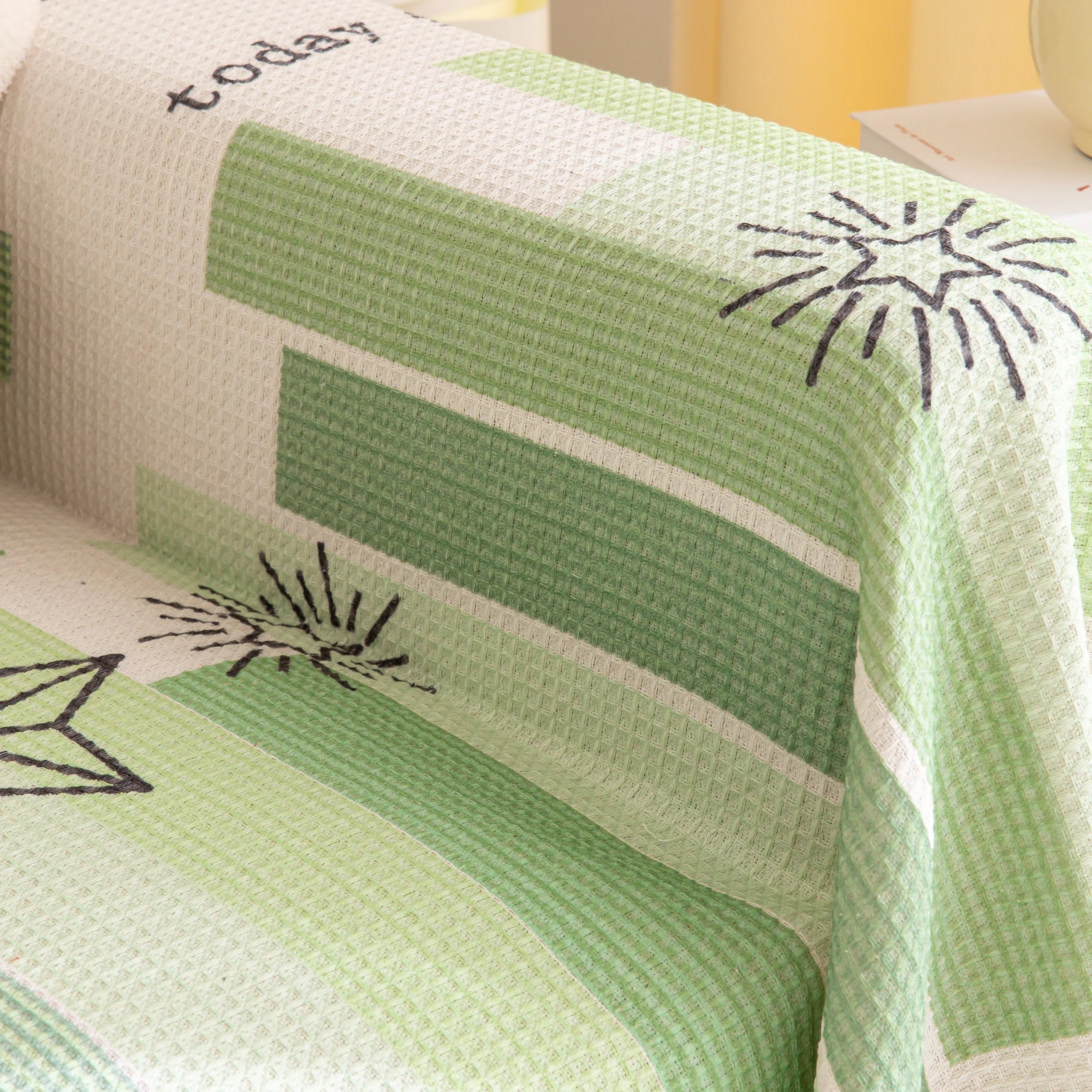 Chenille Sofa Cover Throw, Smile Couch Cover Blanket Throws for Couches, Soft Sofa Towel - TaroTextile