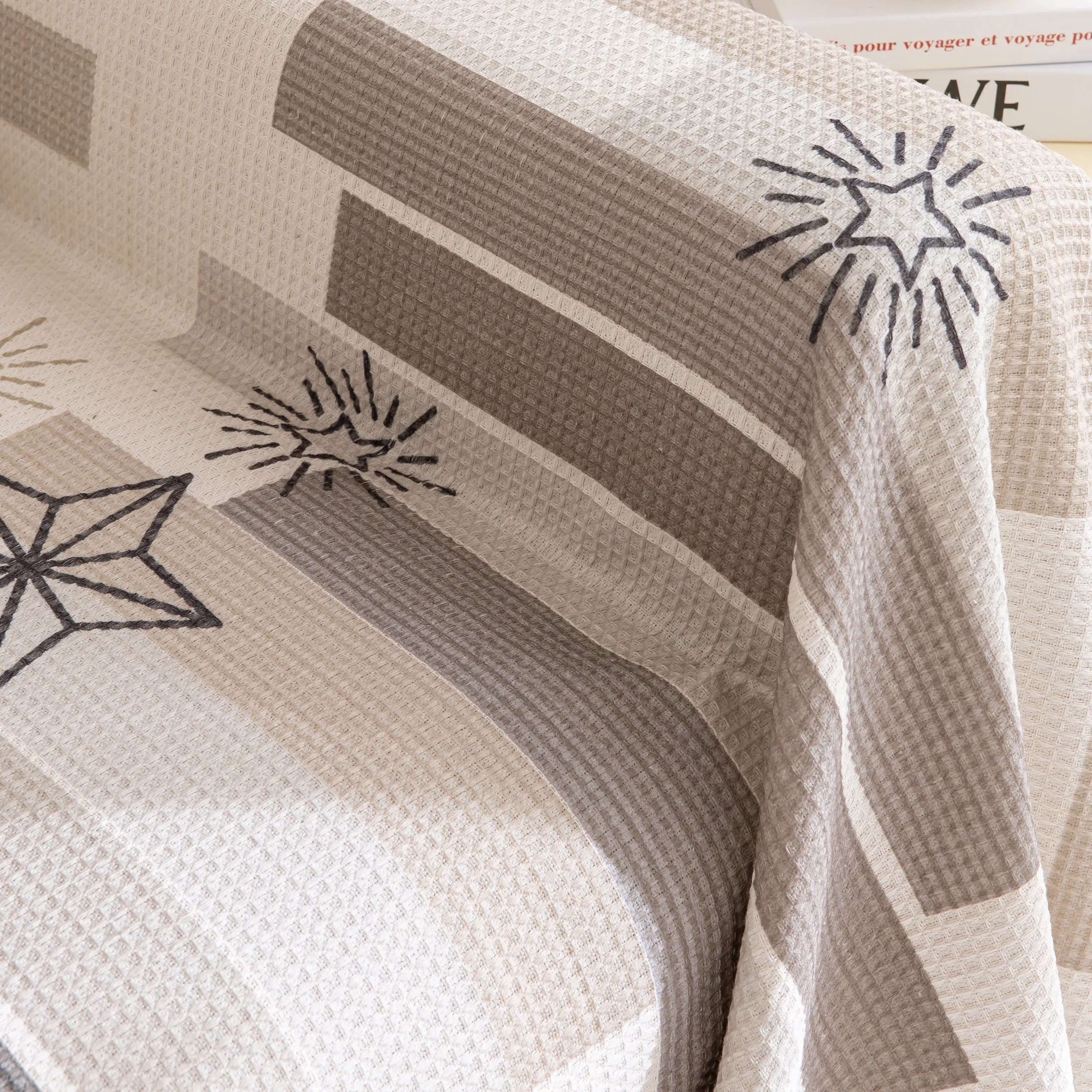 Chenille Sofa Cover Throw, Smile Couch Cover Blanket Throws for Couches, Soft Sofa Towel - TaroTextile