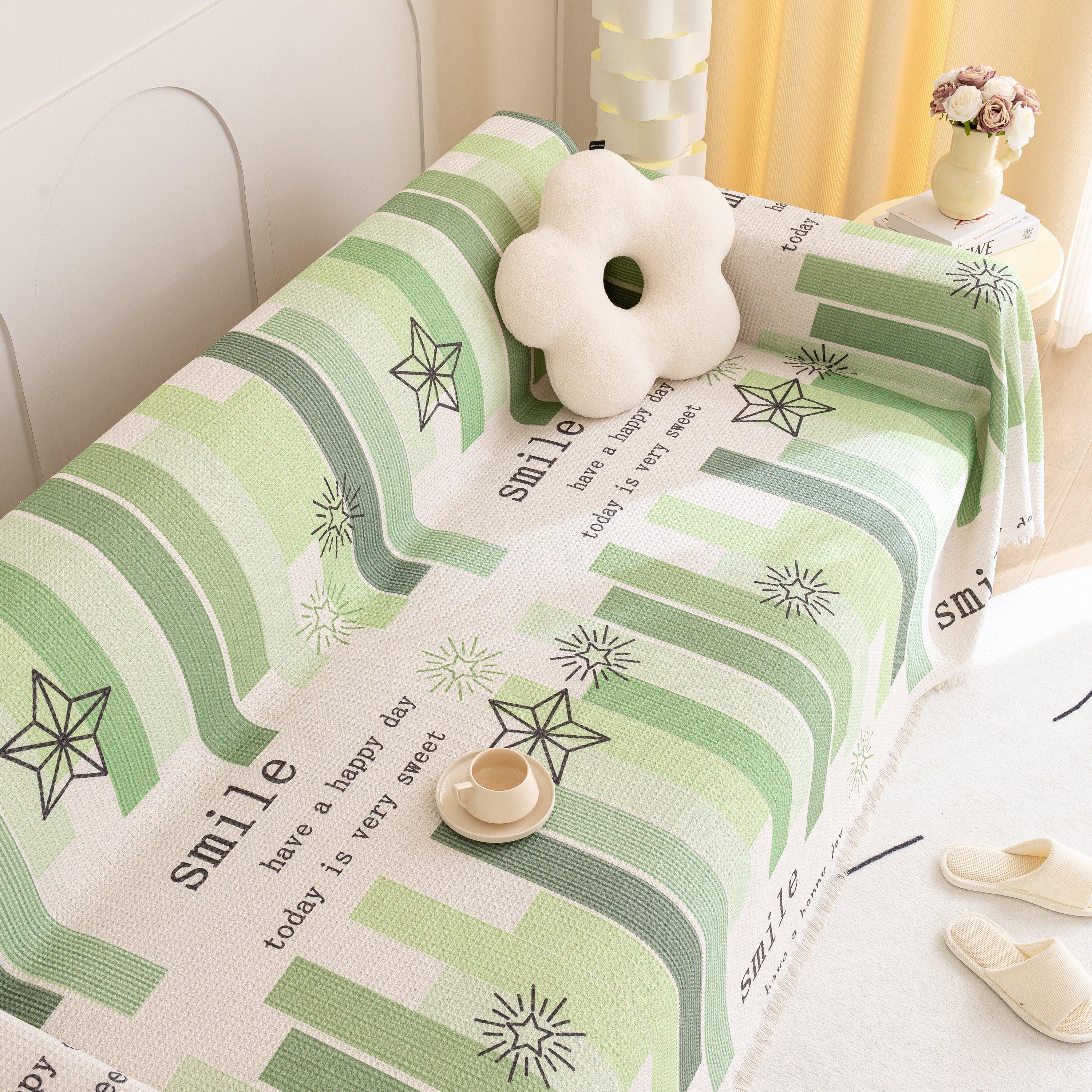Chenille Sofa Cover Throw, Smile Couch Cover Blanket Throws for Couches, Soft Sofa Towel - TaroTextile
