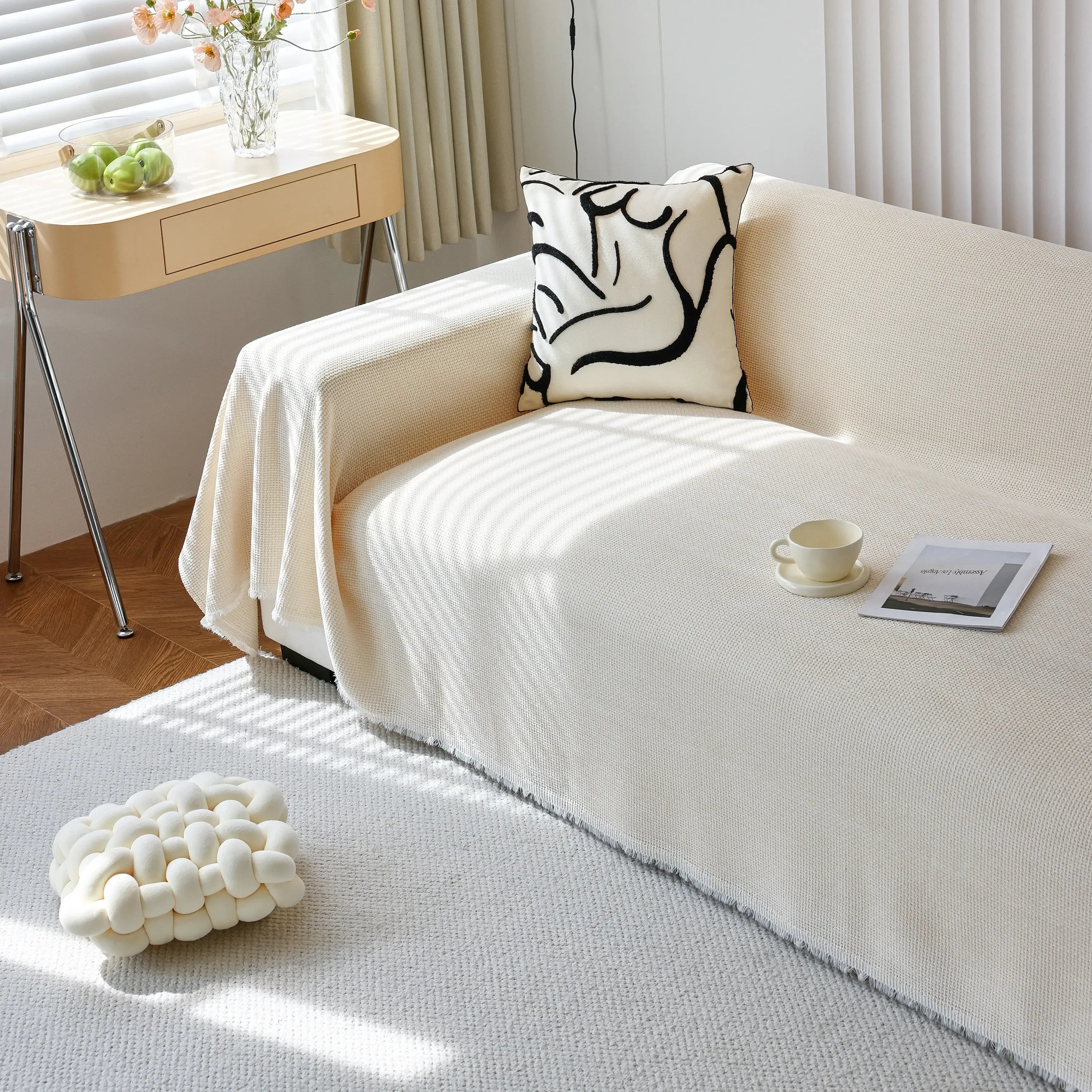 Chenille Thickened Solid Couch Blanket Throws, Reversible Couch Covers for Sectional Couches - TaroTextile