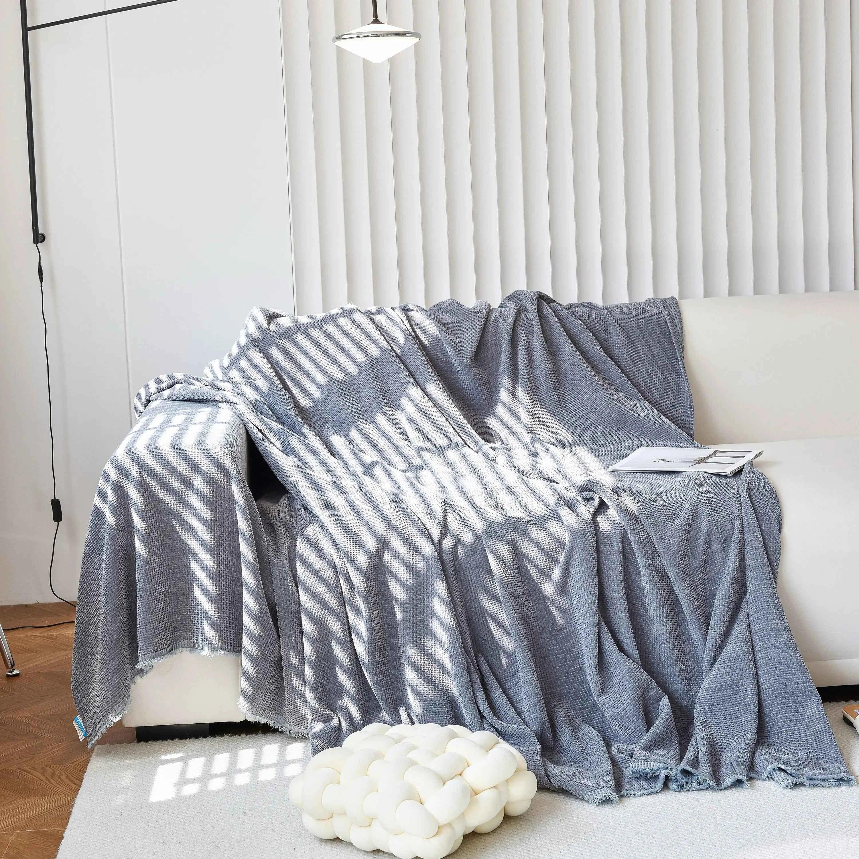 Chenille Thickened Solid Couch Blanket Throws, Reversible Couch Covers for Sectional Couches - TaroTextile