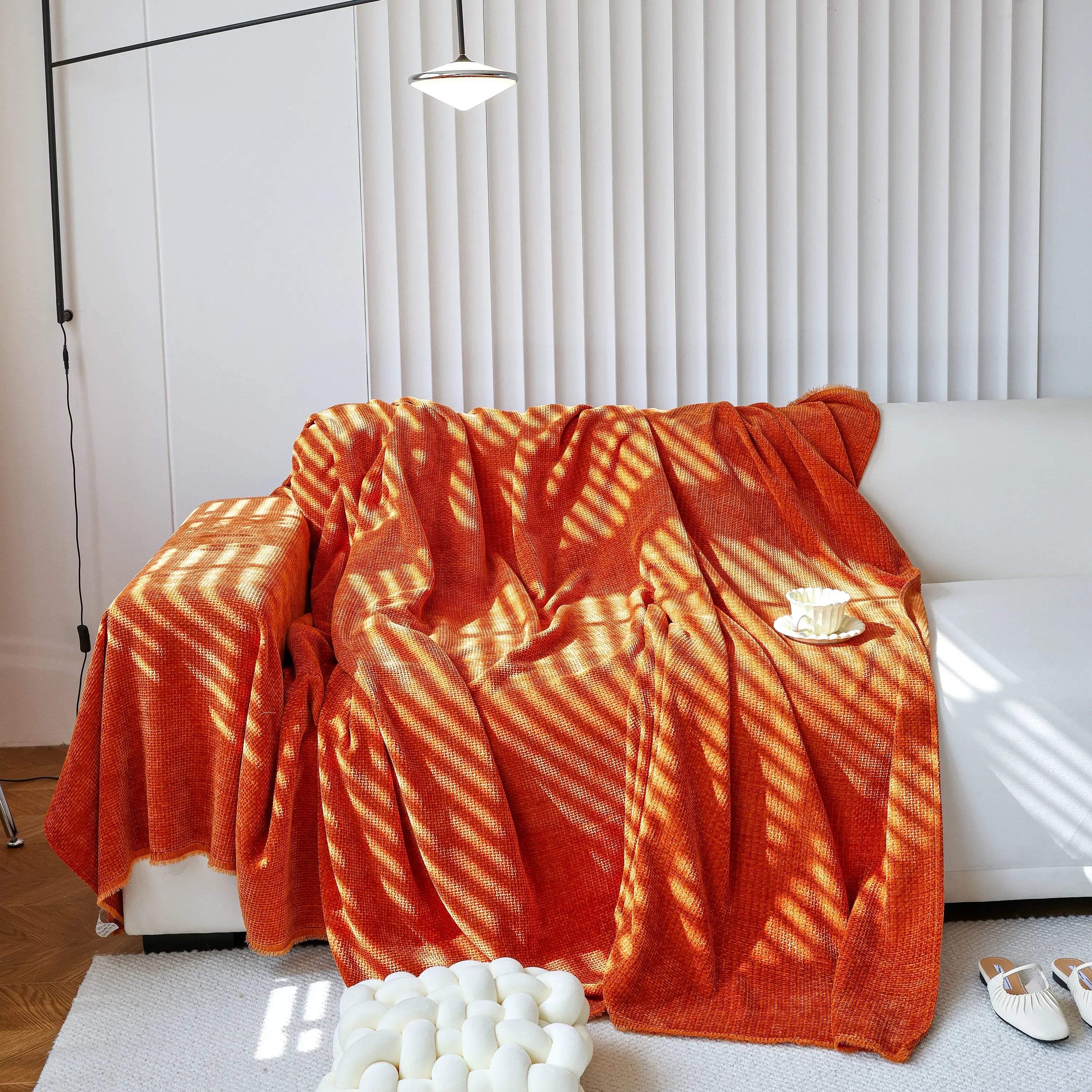 Chenille Thickened Solid Couch Blanket Throws, Reversible Couch Covers for Sectional Couches - TaroTextile