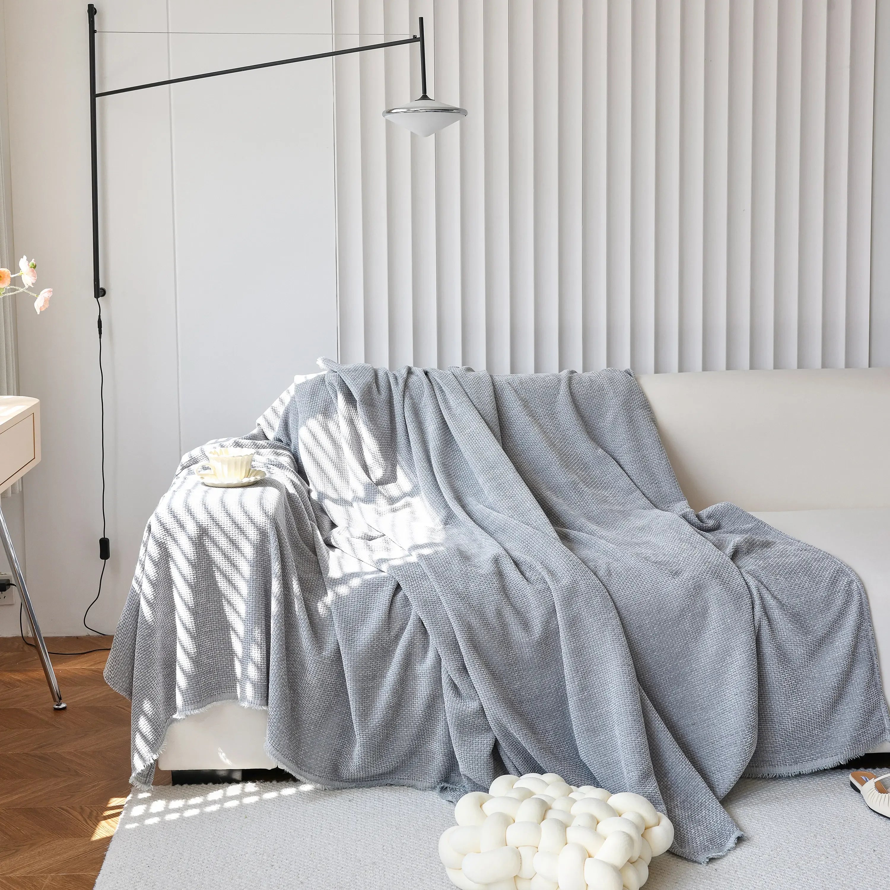 Chenille Thickened Solid Couch Blanket Throws, Reversible Couch Covers for Sectional Couches - TaroTextile