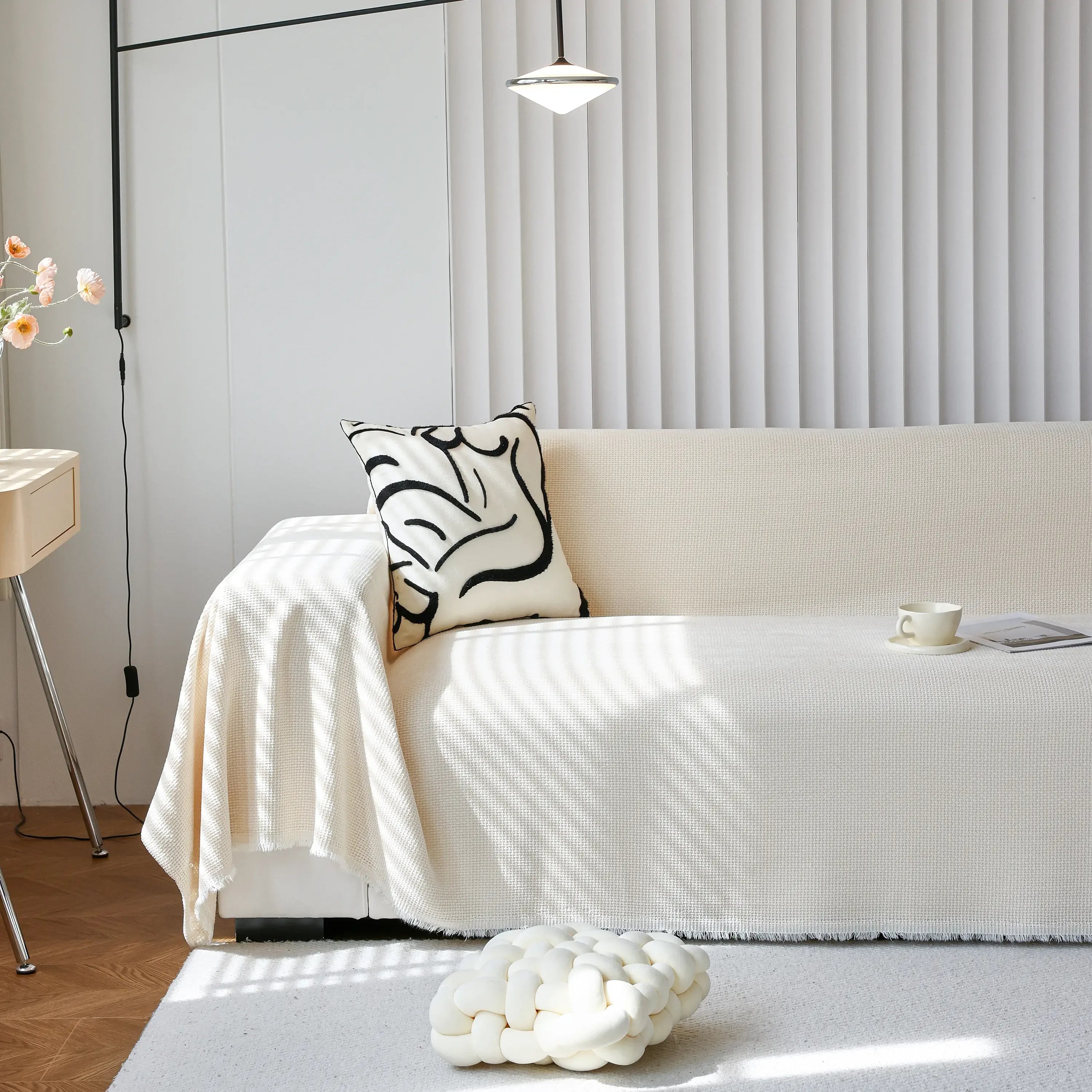 Chenille Thickened Solid Couch Blanket Throws, Reversible Couch Covers for Sectional Couches - TaroTextile