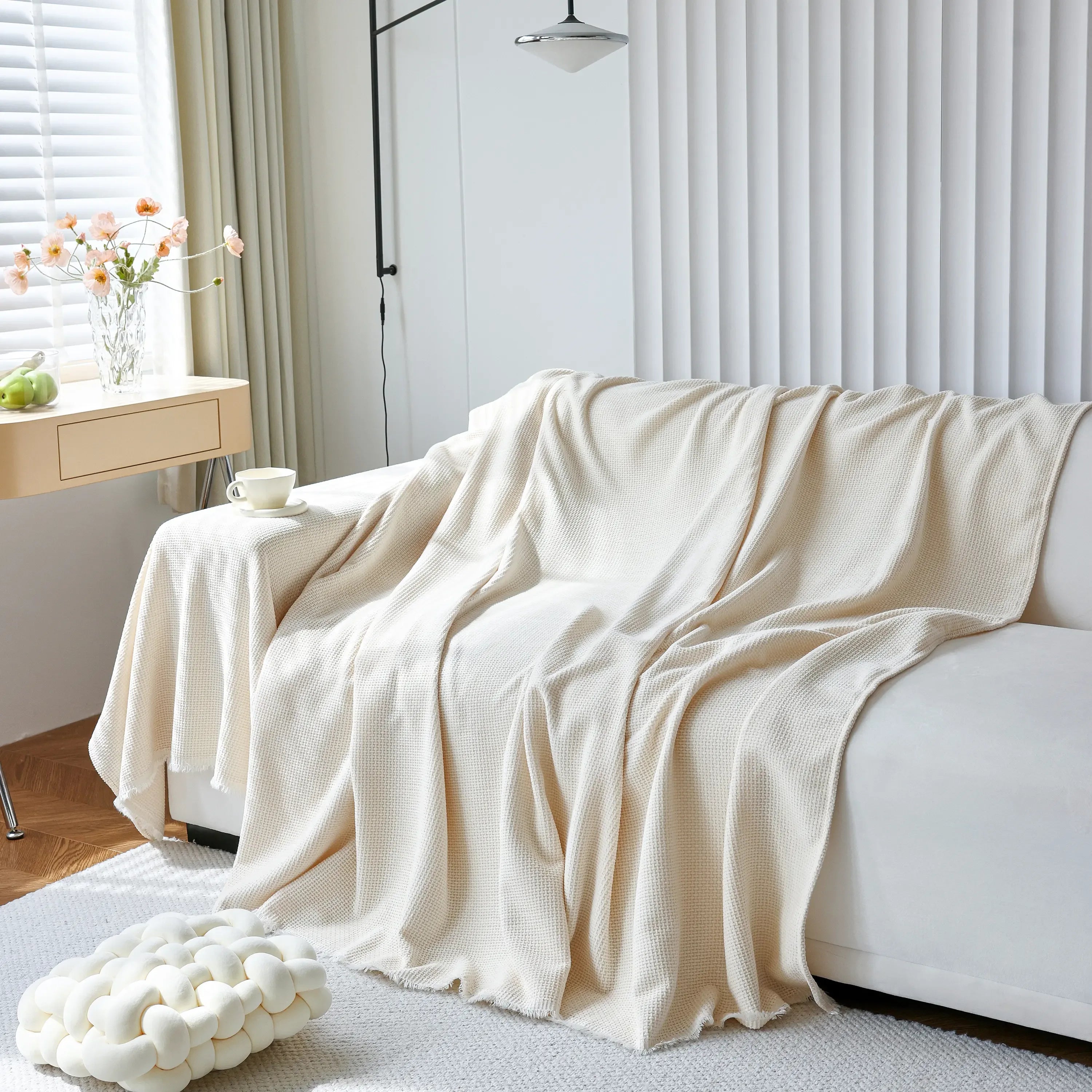 Chenille Thickened Solid Couch Blanket Throws, Reversible Couch Covers for Sectional Couches - TaroTextile