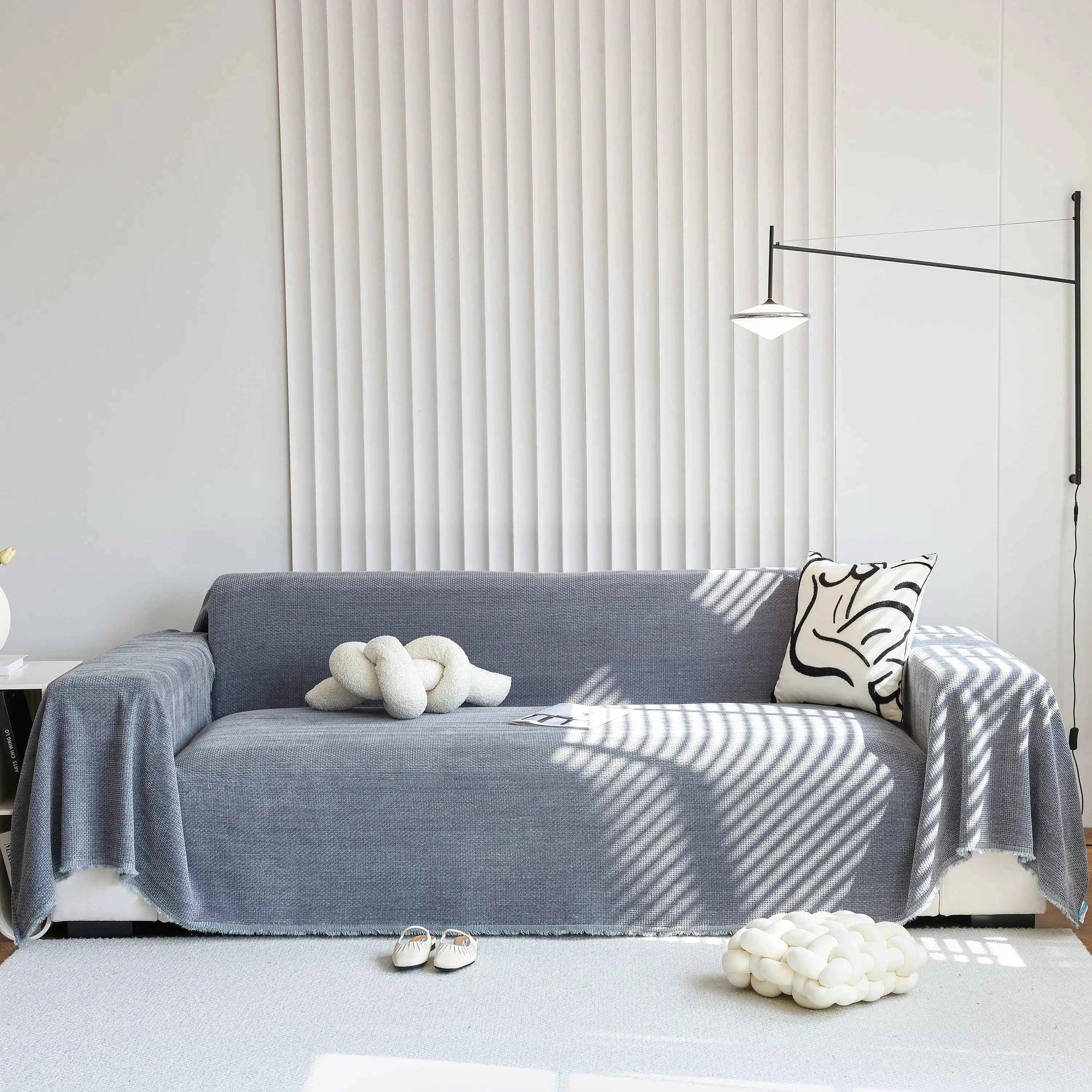 Chenille Thickened Solid Couch Blanket Throws, Reversible Couch Covers for Sectional Couches - TaroTextile