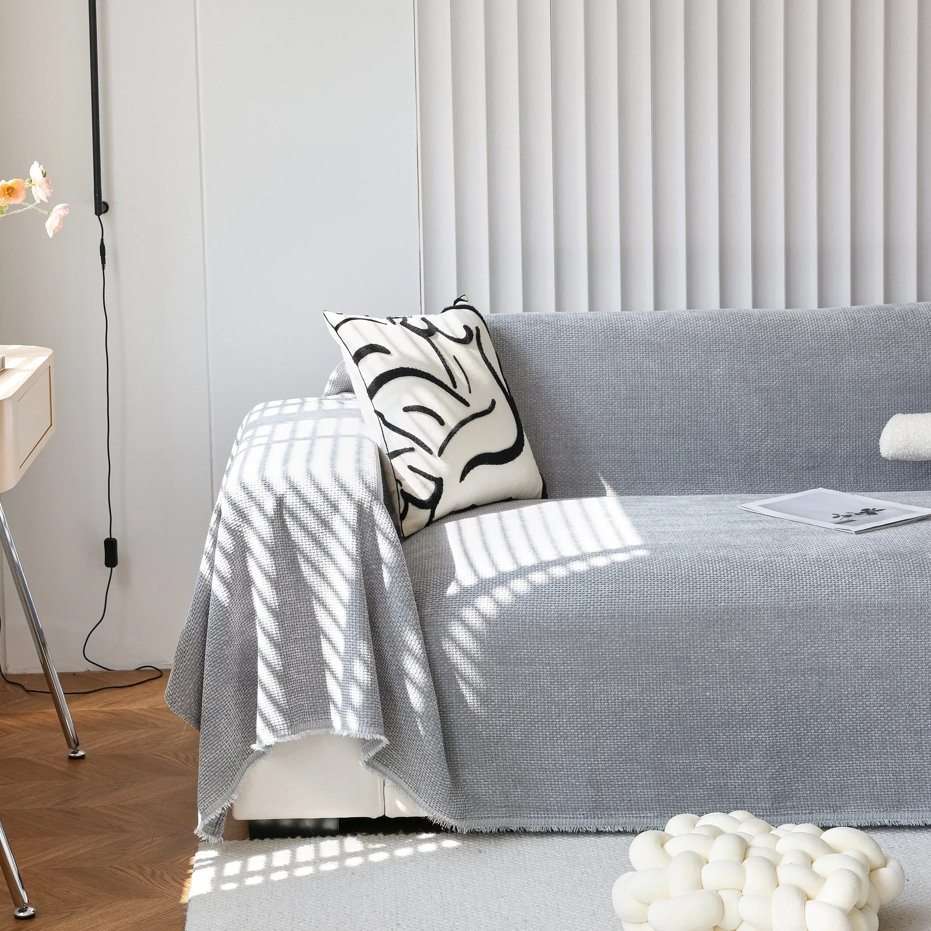 Chenille Thickened Solid Couch Blanket Throws, Reversible Couch Covers for Sectional Couches - TaroTextile