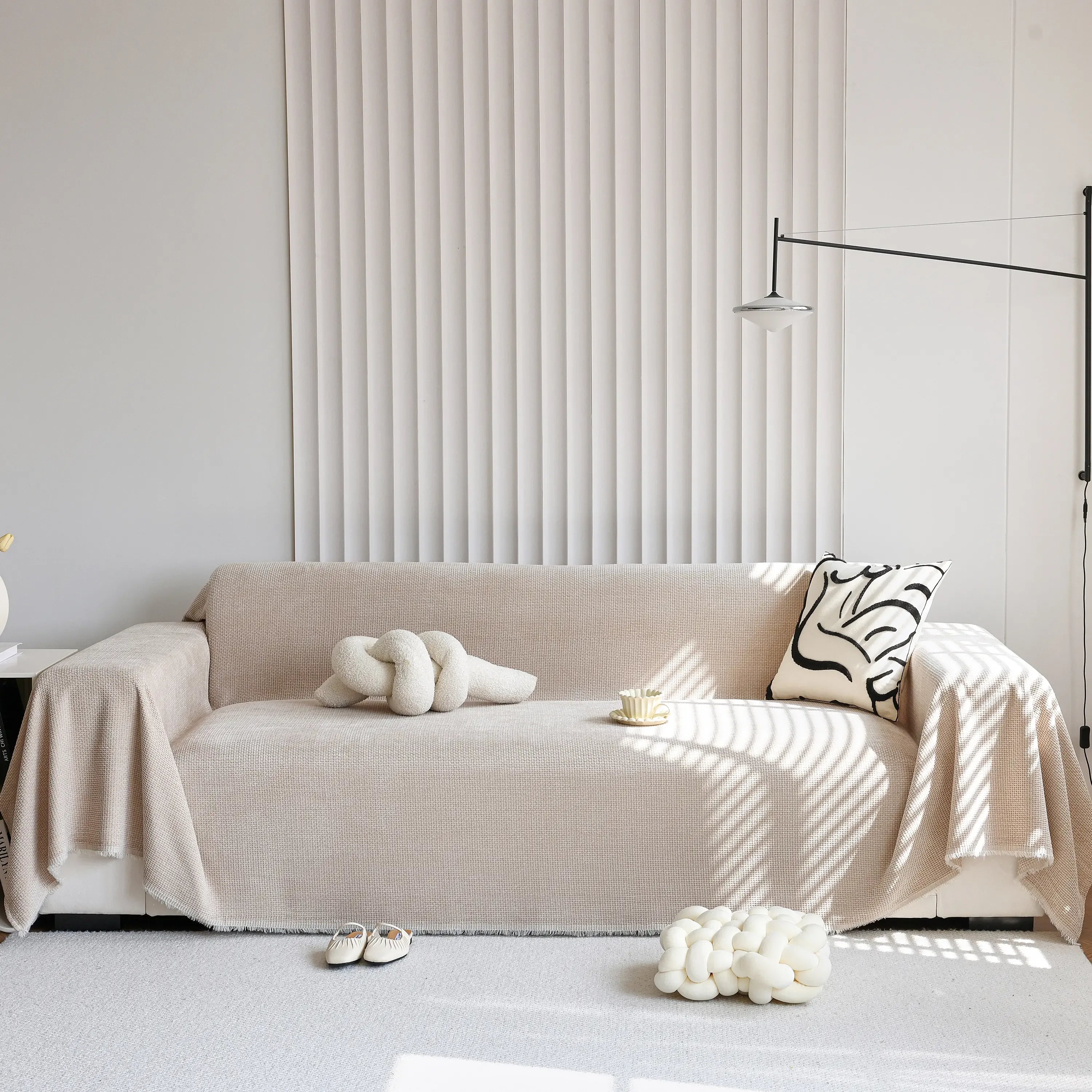 Chenille Thickened Solid Couch Blanket Throws, Reversible Couch Covers for Sectional Couches - TaroTextile