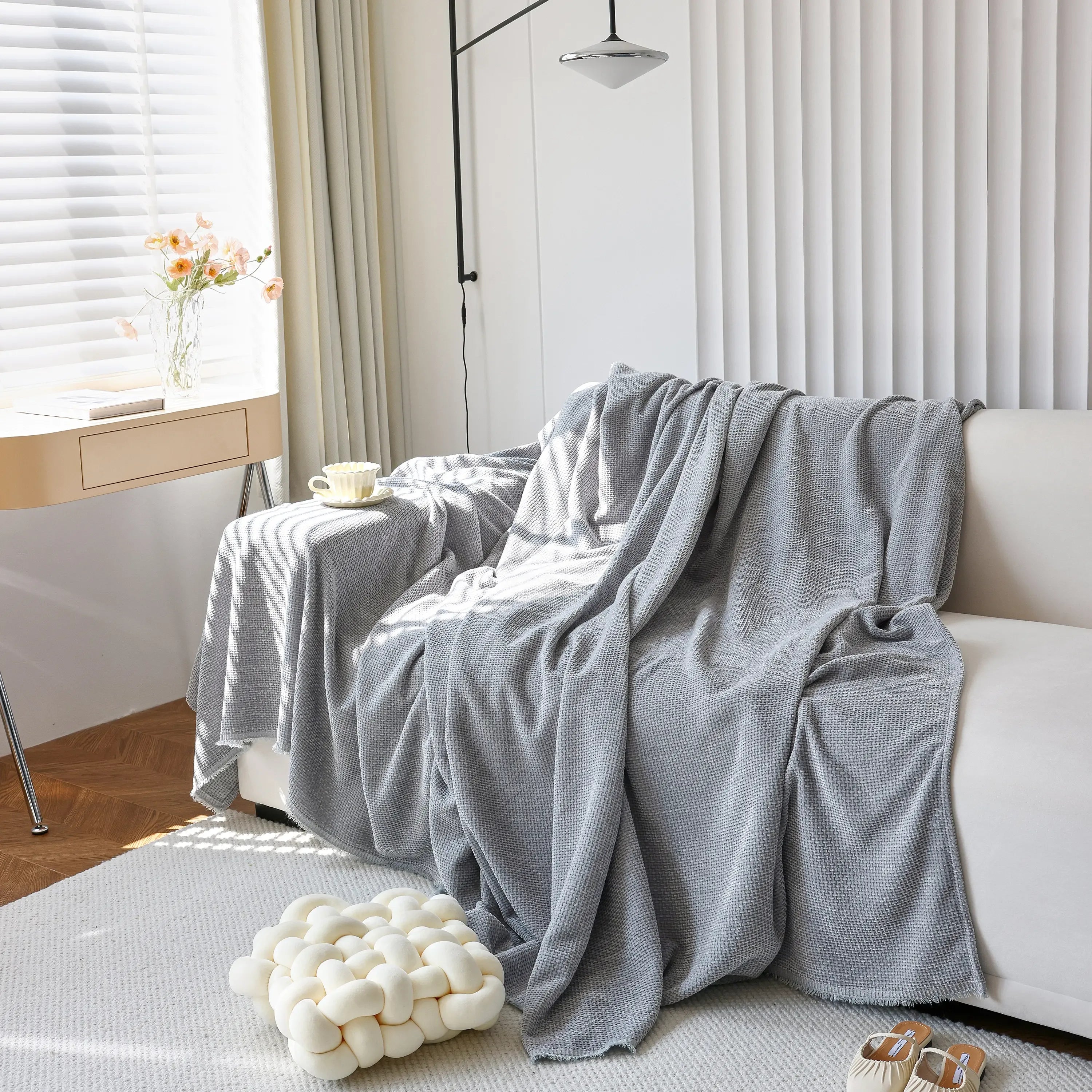 Chenille Thickened Solid Couch Blanket Throws, Reversible Couch Covers for Sectional Couches - TaroTextile