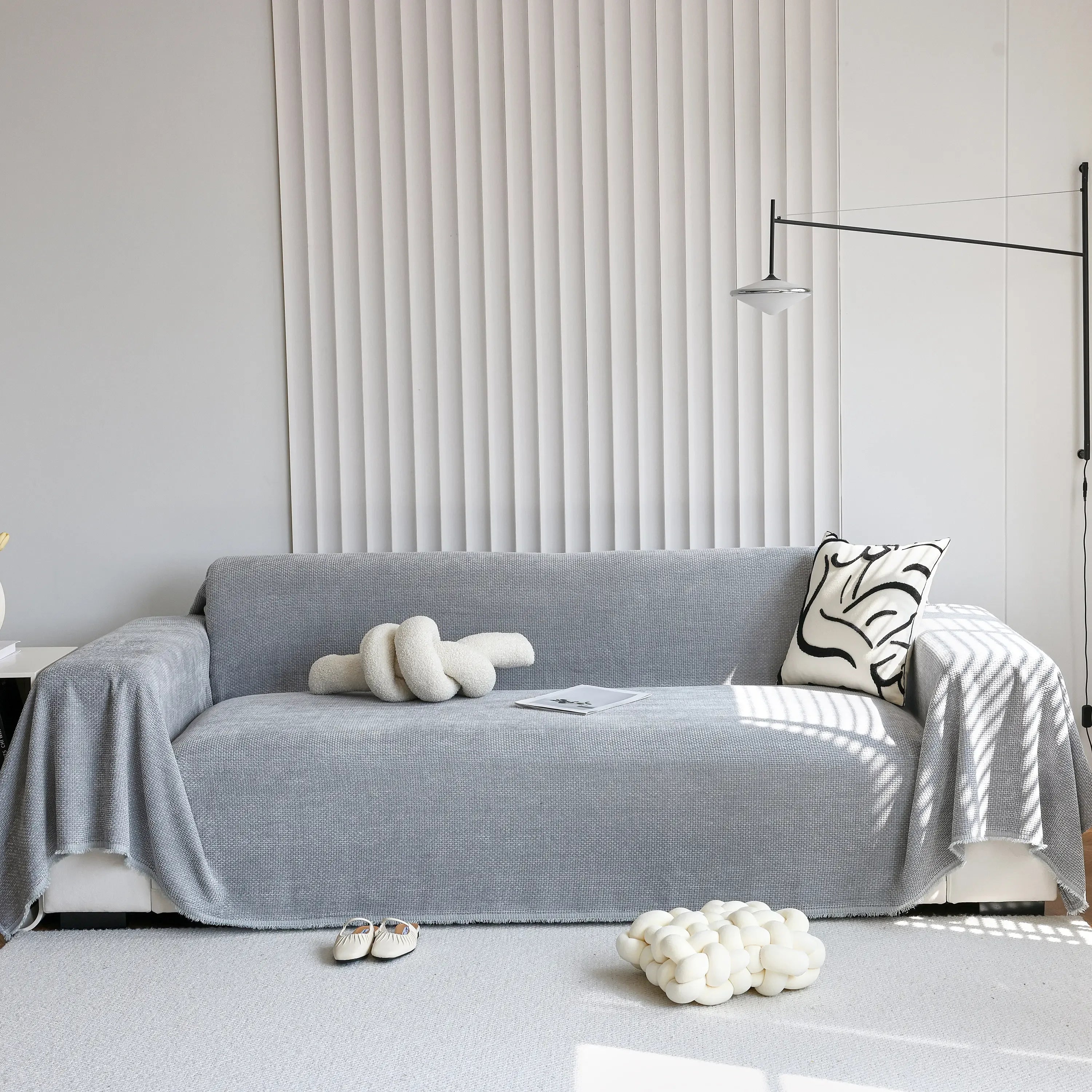 Chenille Thickened Solid Couch Blanket Throws, Reversible Couch Covers for Sectional Couches - TaroTextile