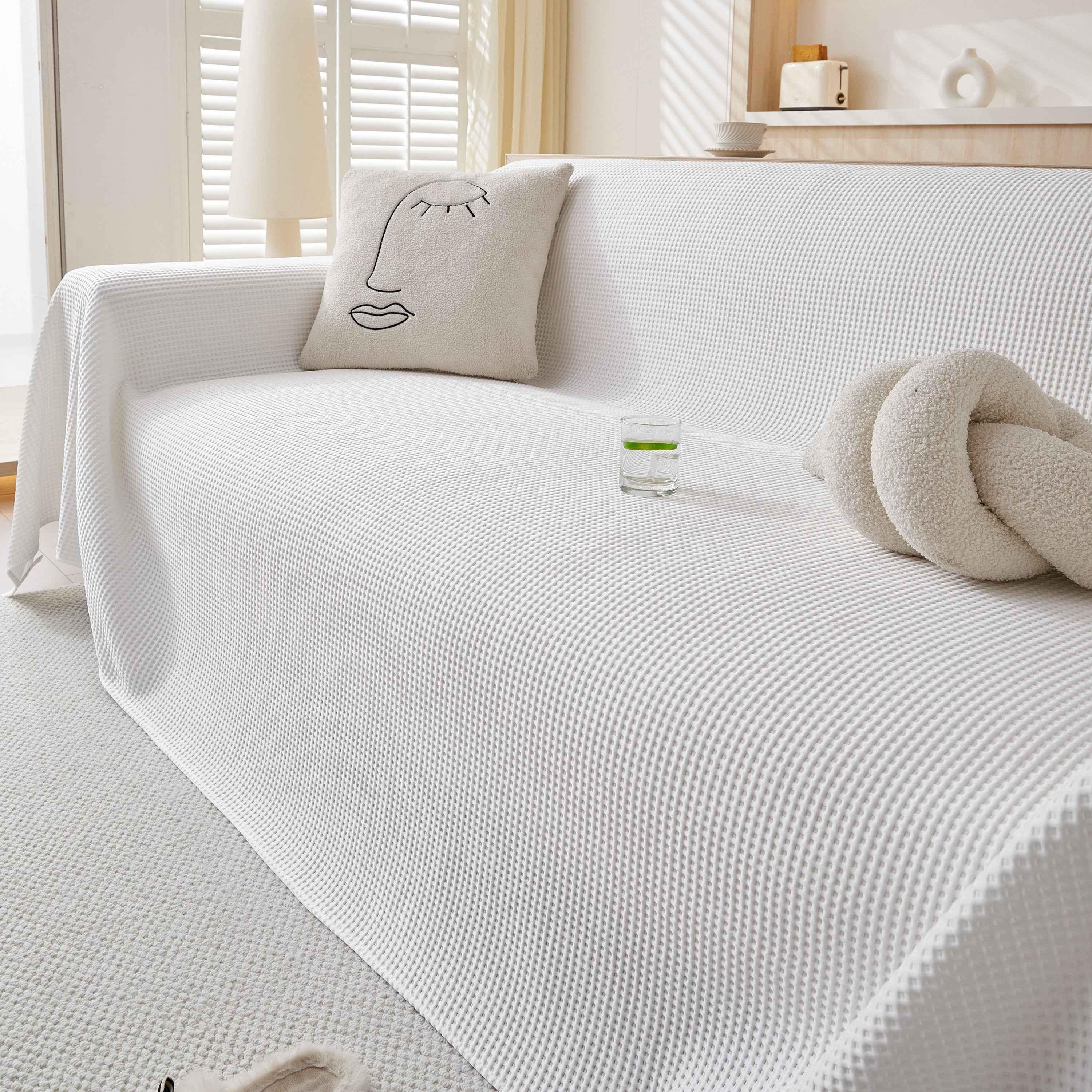 Cooling Comfy Throw Sofa Cover, Textured & Breathable, Multi-Use Decorative Couch Covers for Summer - TaroTextile