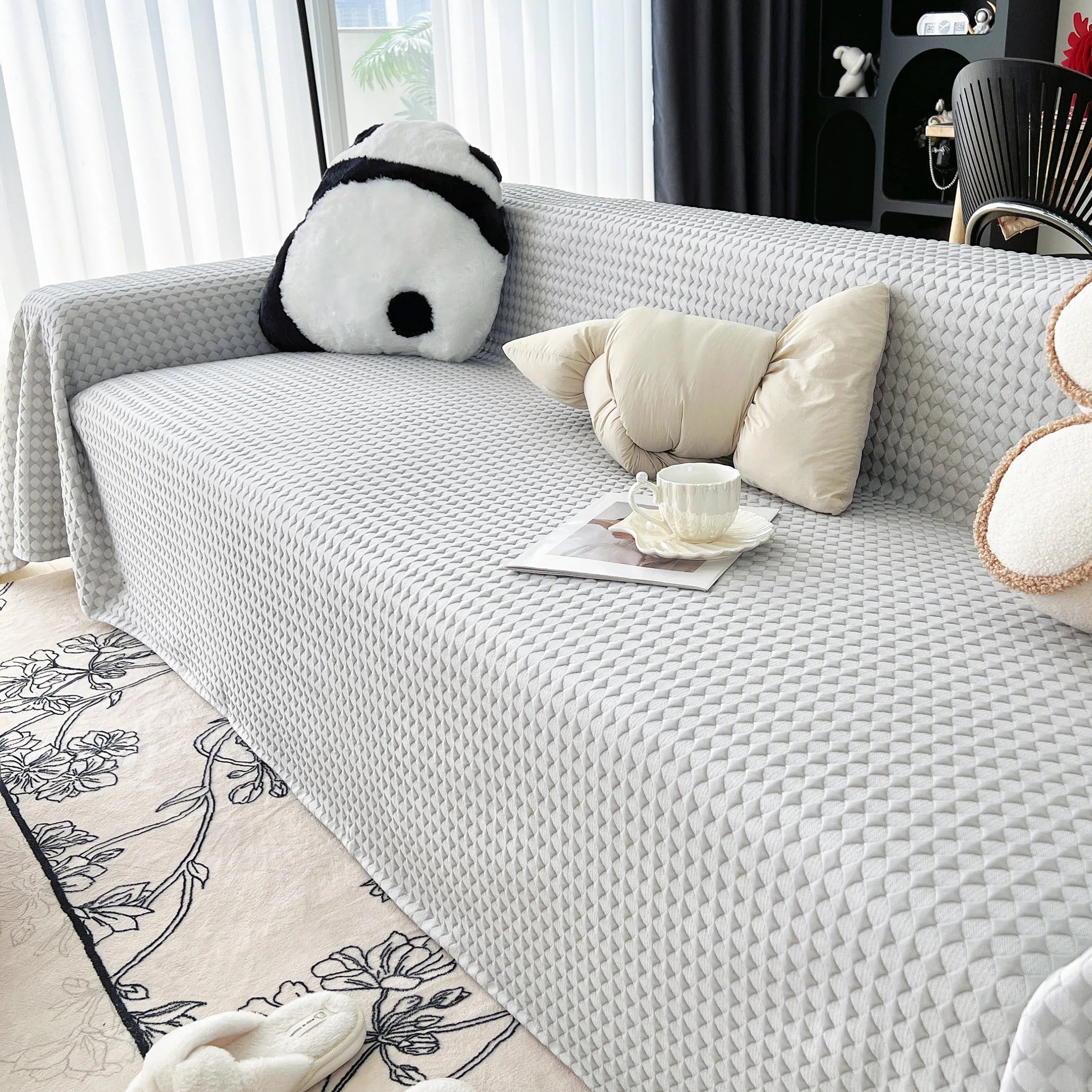 Cooling Textured Sofa Cover Washable Soft Couch Throw Blanket for Summer & Pets - TaroTextile