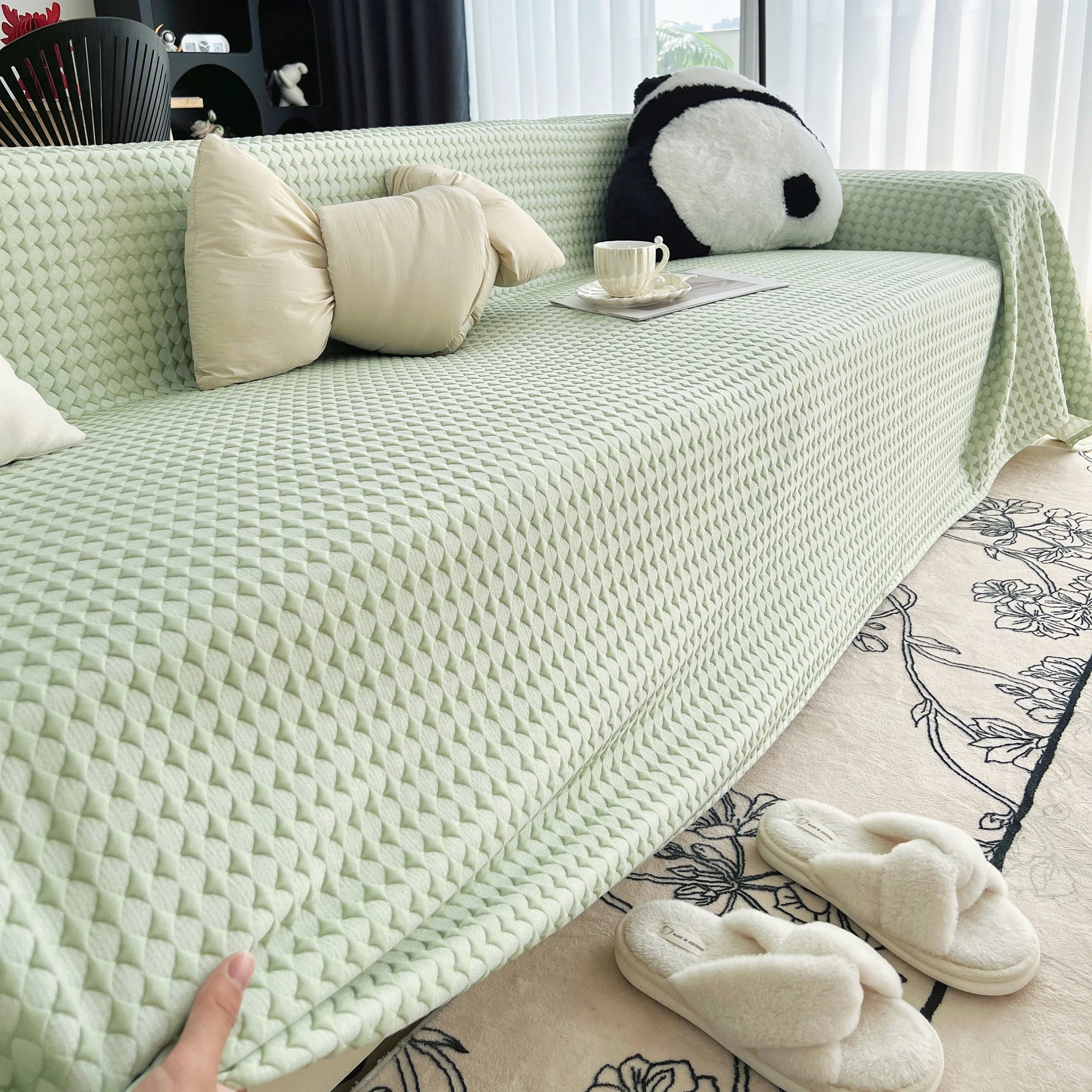 Cooling Textured Sofa Cover Washable Soft Couch Throw Blanket for Summer & Pets - TaroTextile