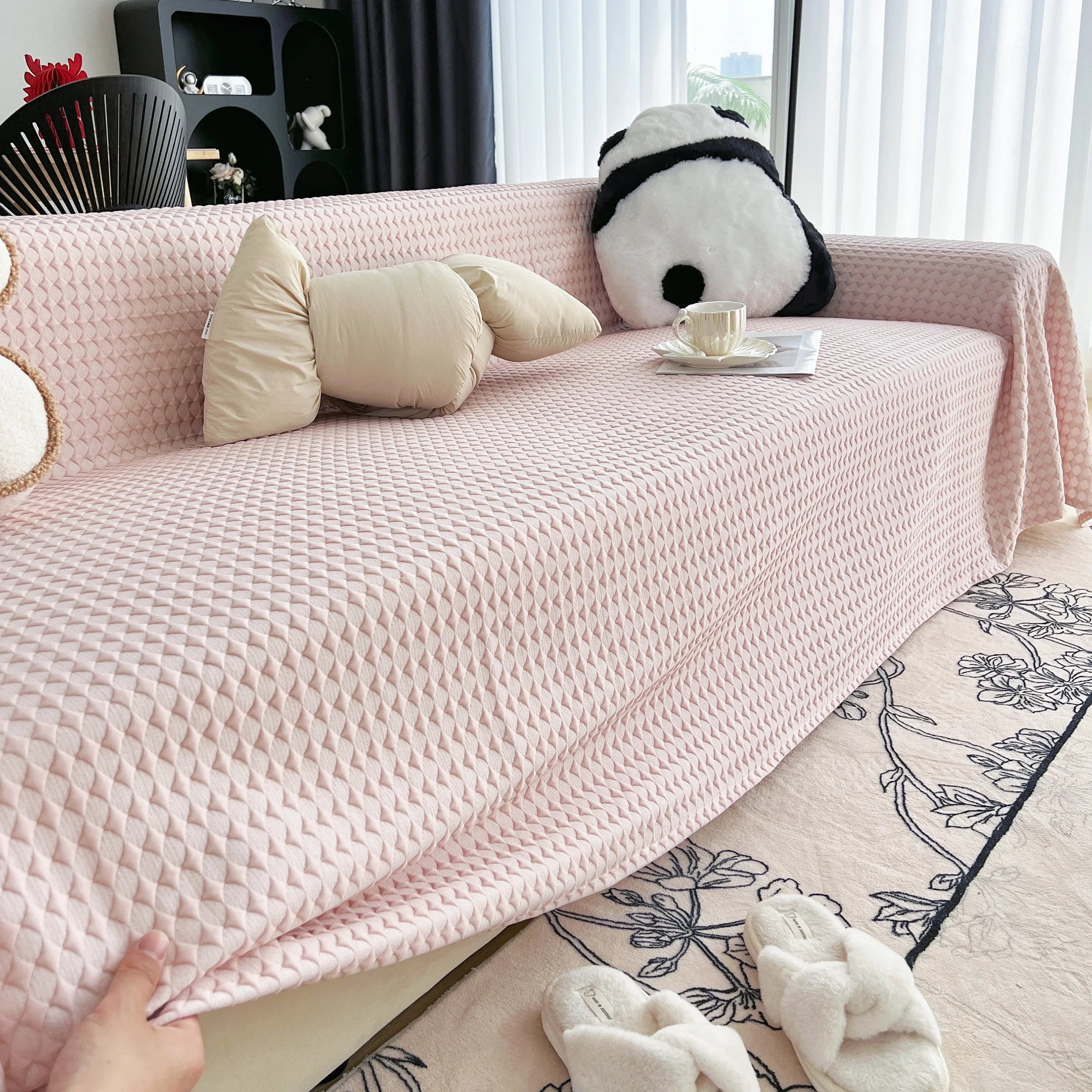 Cooling Textured Sofa Cover Washable Soft Couch Throw Blanket for Summer & Pets - TaroTextile