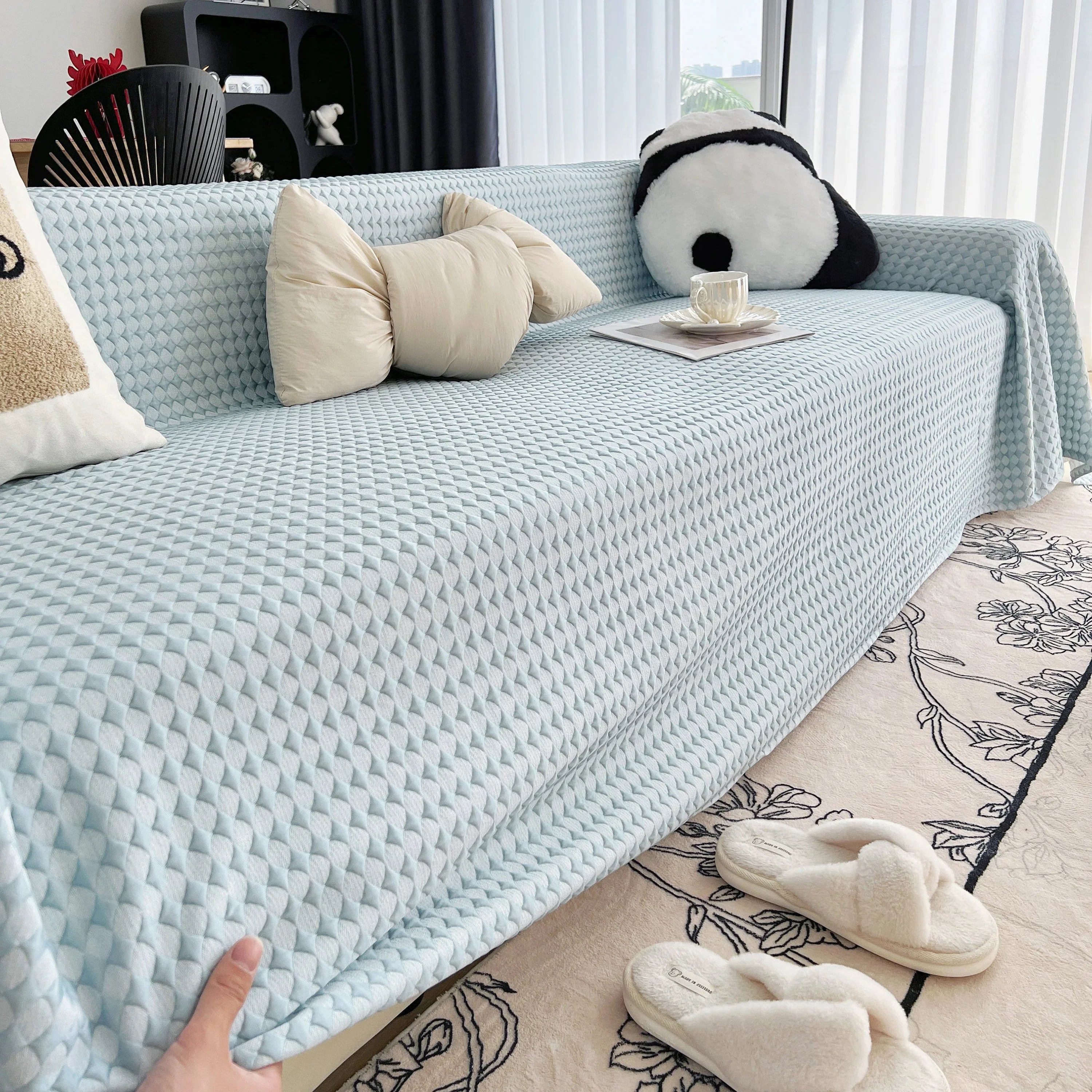 Cooling Textured Sofa Cover Washable Soft Couch Throw Blanket for Summer & Pets - TaroTextile