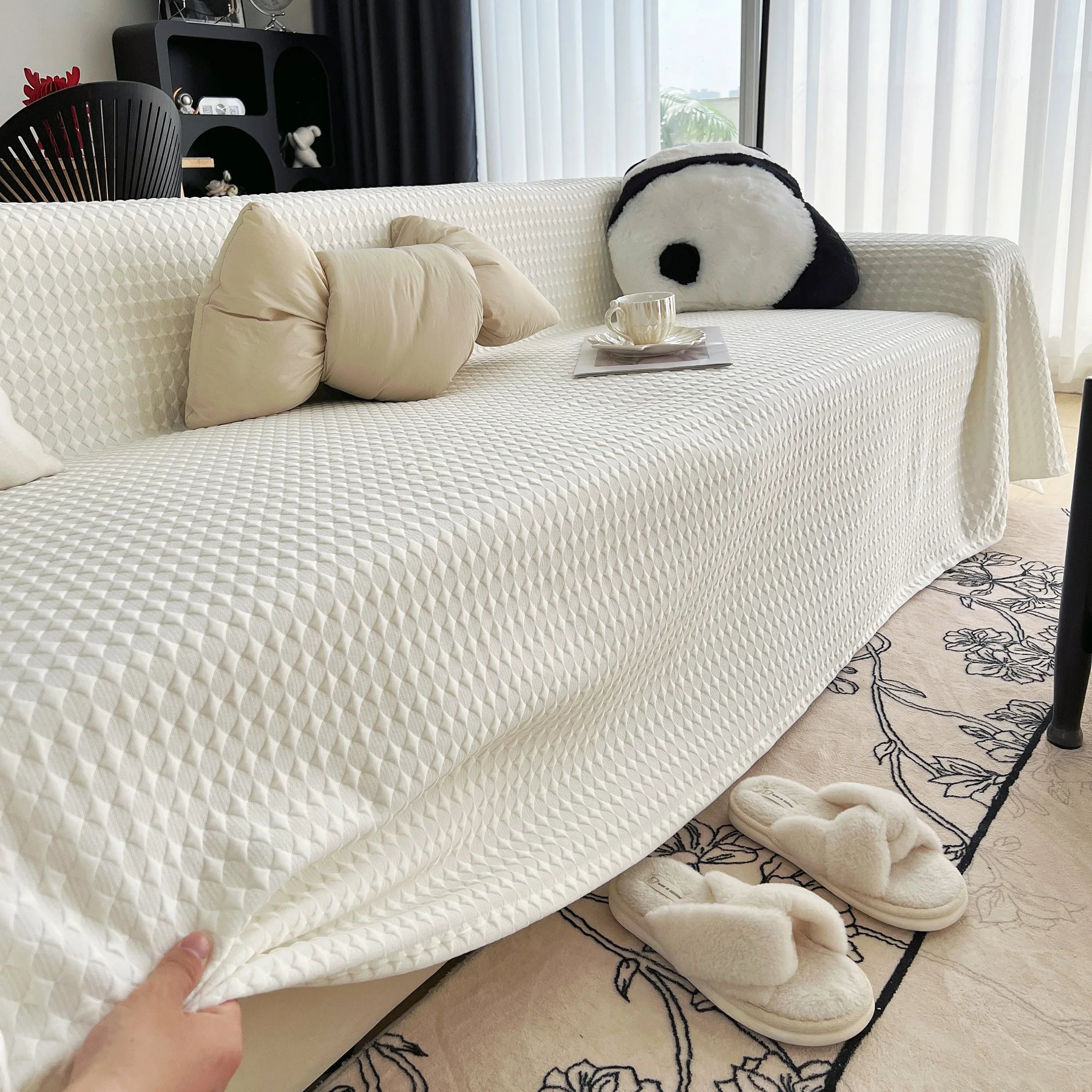 Cooling Textured Sofa Cover Washable Soft Couch Throw Blanket for Summer & Pets - TaroTextile