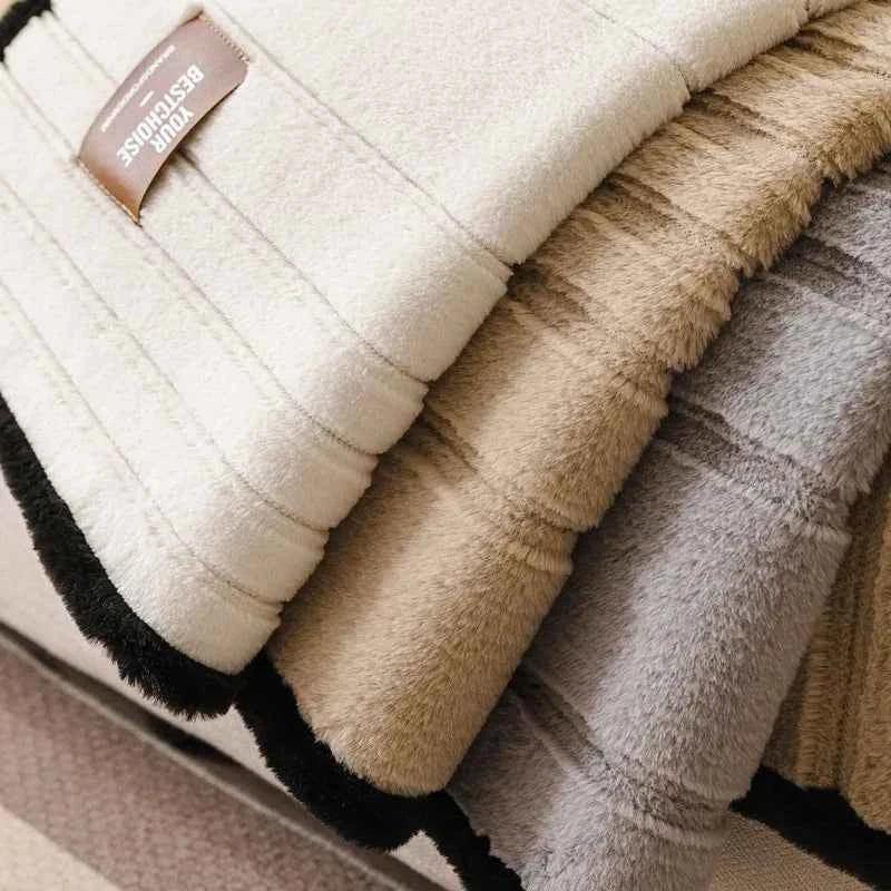 Coral Fleece Chair Mat Slipcover Universal Plush Cushion Cover - TaroTextile