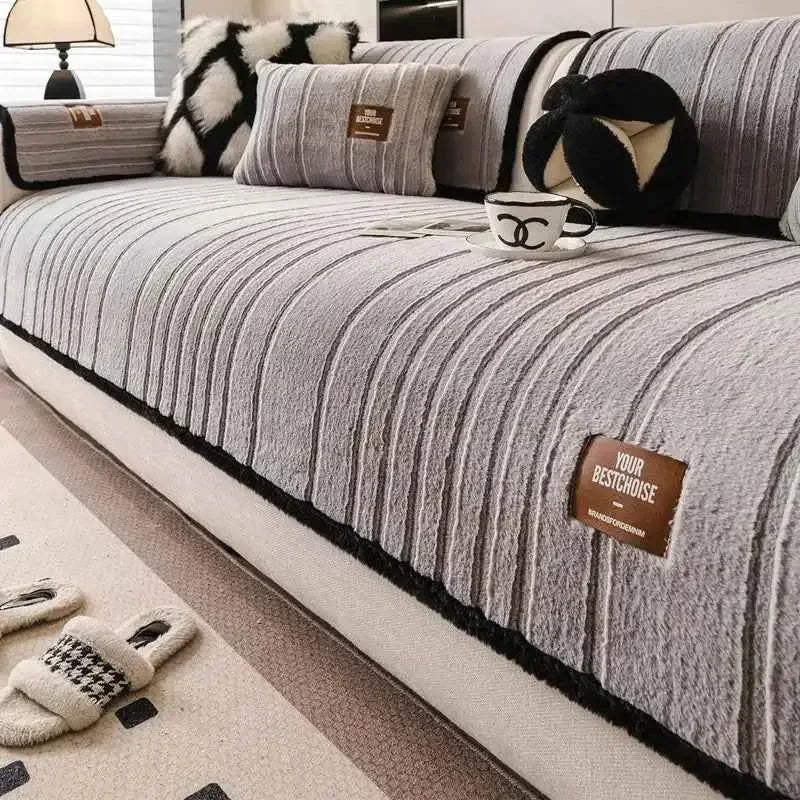 Coral Fleece Chair Mat Slipcover Universal Plush Cushion Cover - TaroTextile