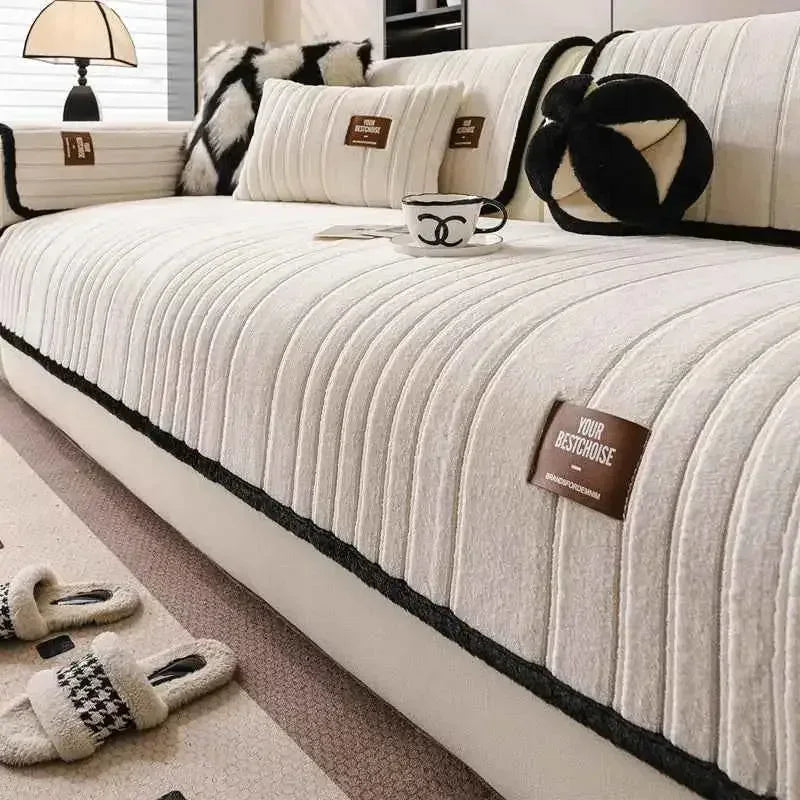 Coral Fleece Chair Mat Slipcover Universal Plush Cushion Cover - TaroTextile