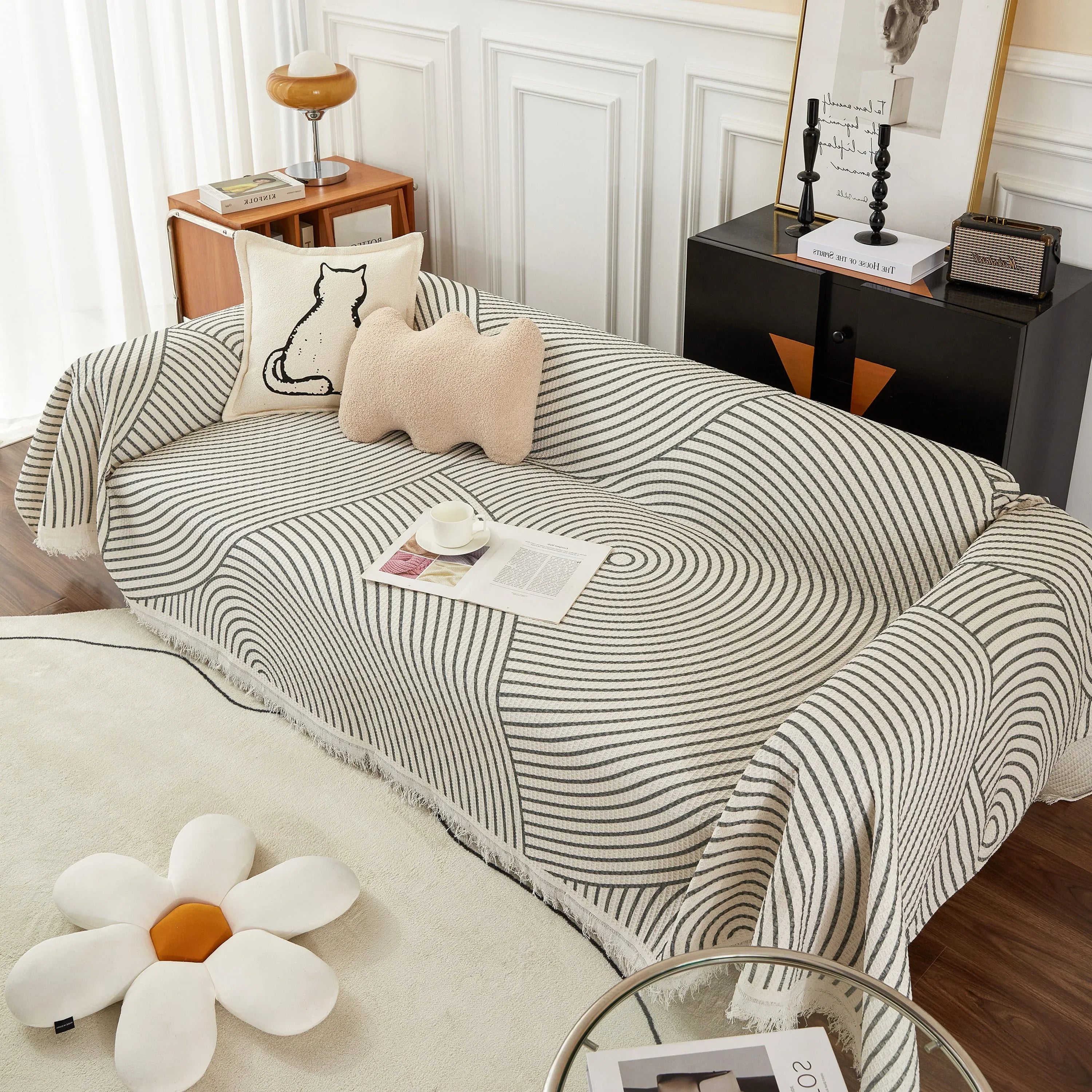 Cotton Jacquard He Li Couch Cover Blanket, L Shaped Couch Cover, Sectional Couch Covers - TaroTextile