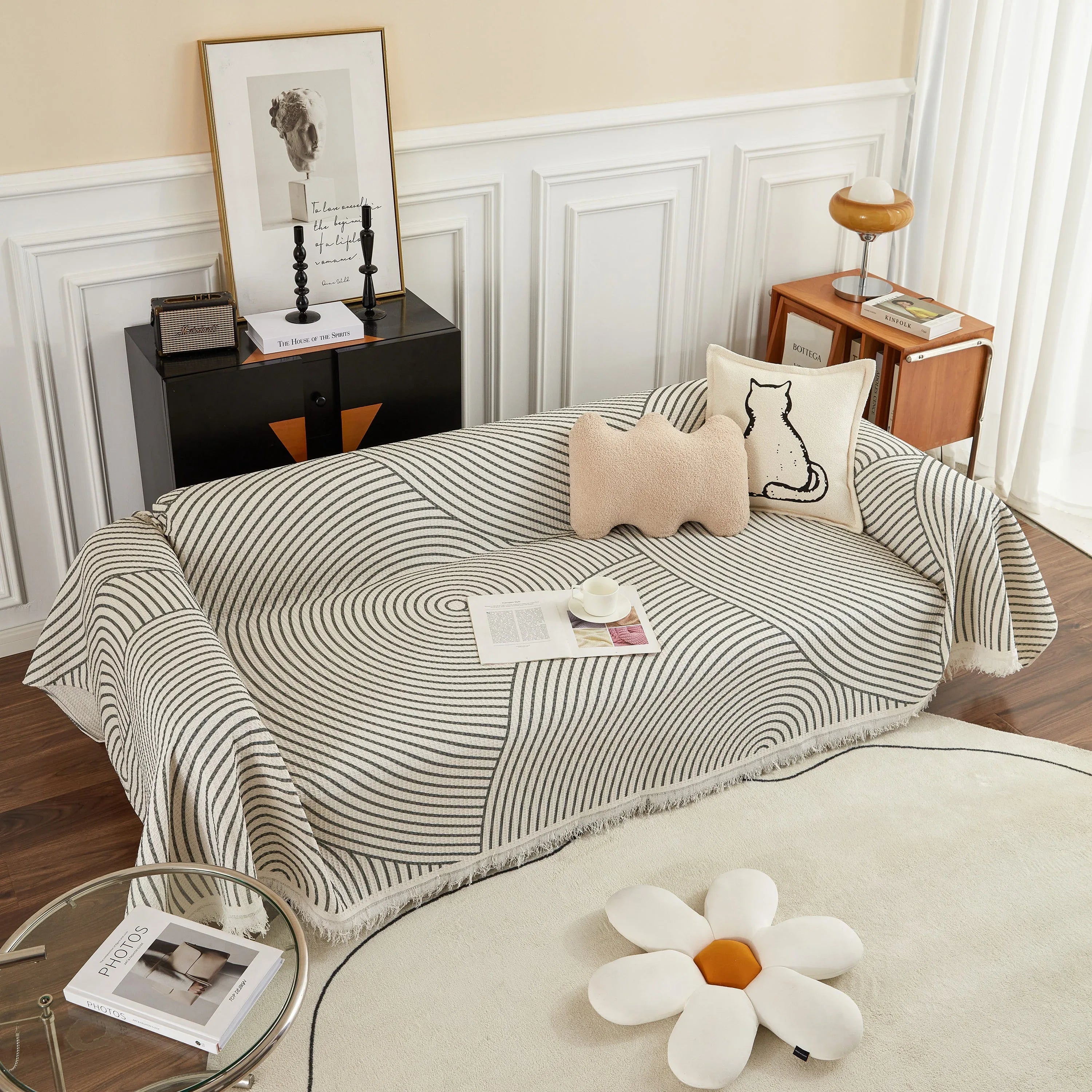 Cotton Jacquard He Li Couch Cover Blanket, L Shaped Couch Cover, Sectional Couch Covers - TaroTextile