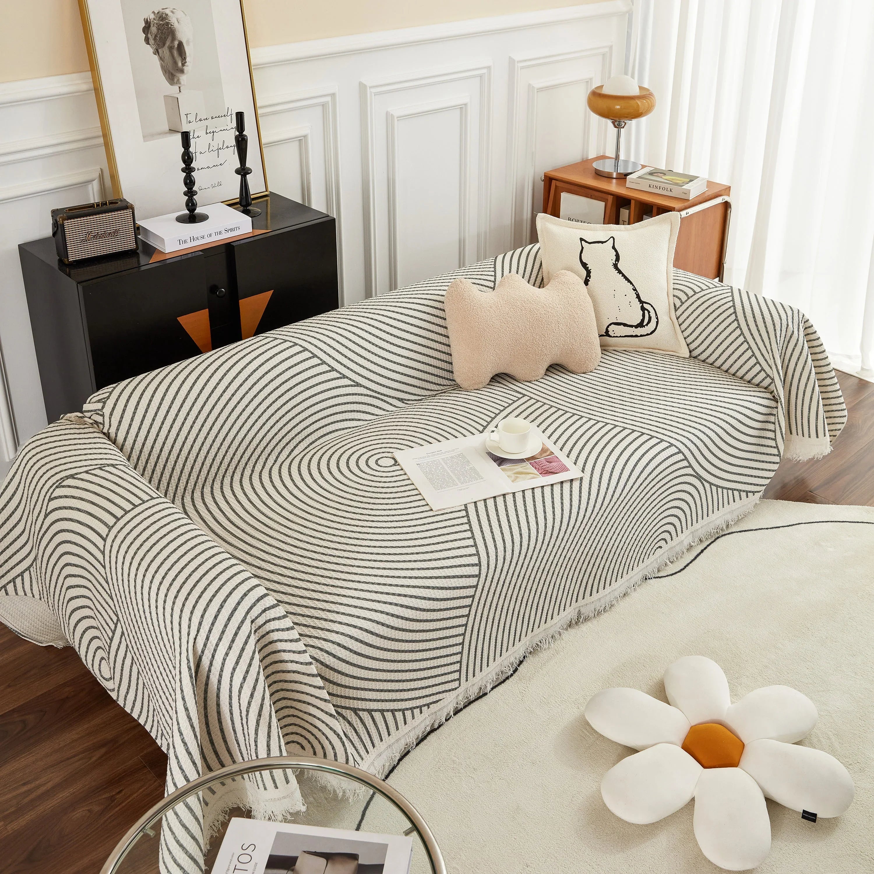 Cotton Jacquard He Li Couch Cover Blanket, L Shaped Couch Cover, Sectional Couch Covers - TaroTextile