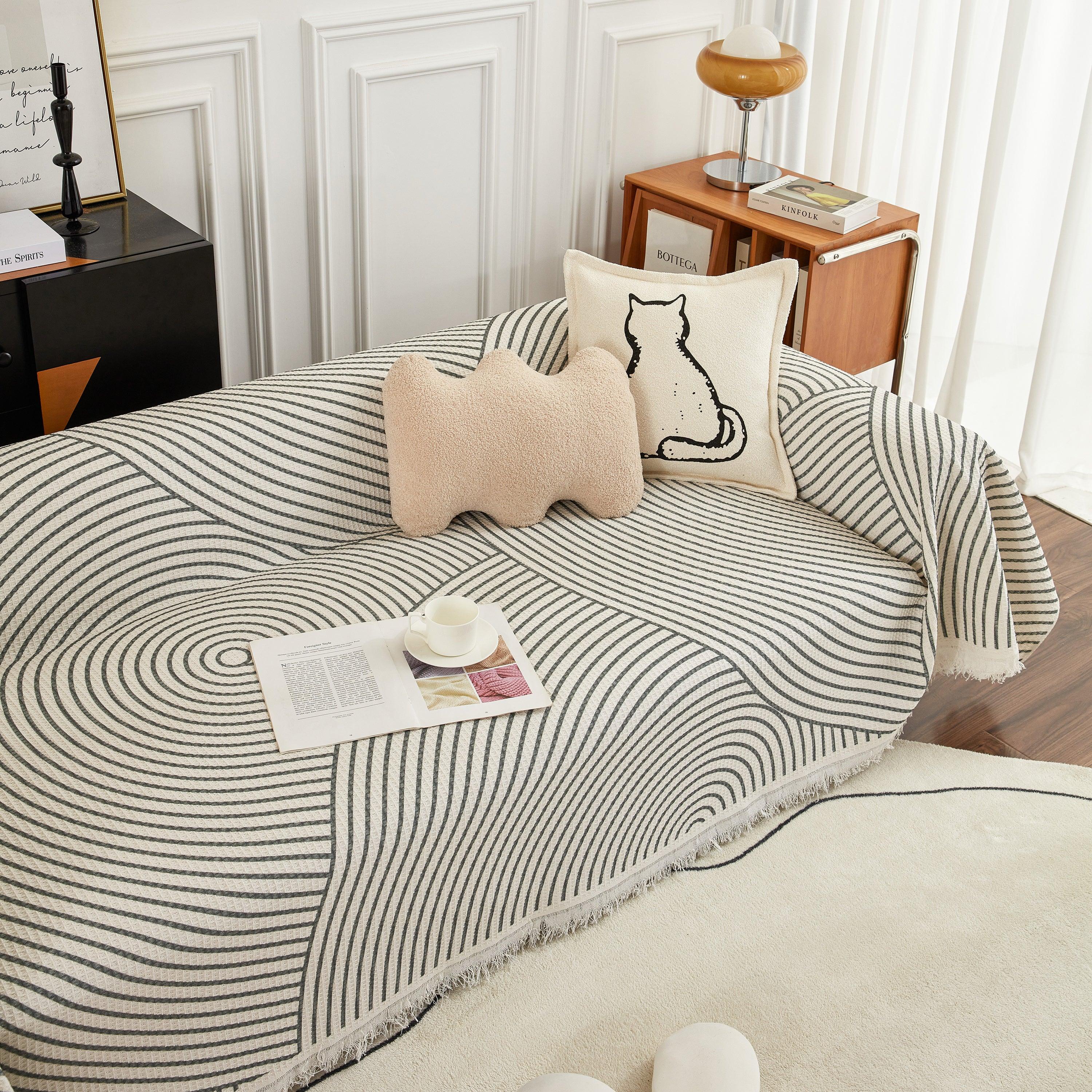 Cotton Jacquard He Li Couch Cover Blanket, L Shaped Couch Cover, Sectional Couch Covers - TaroTextile