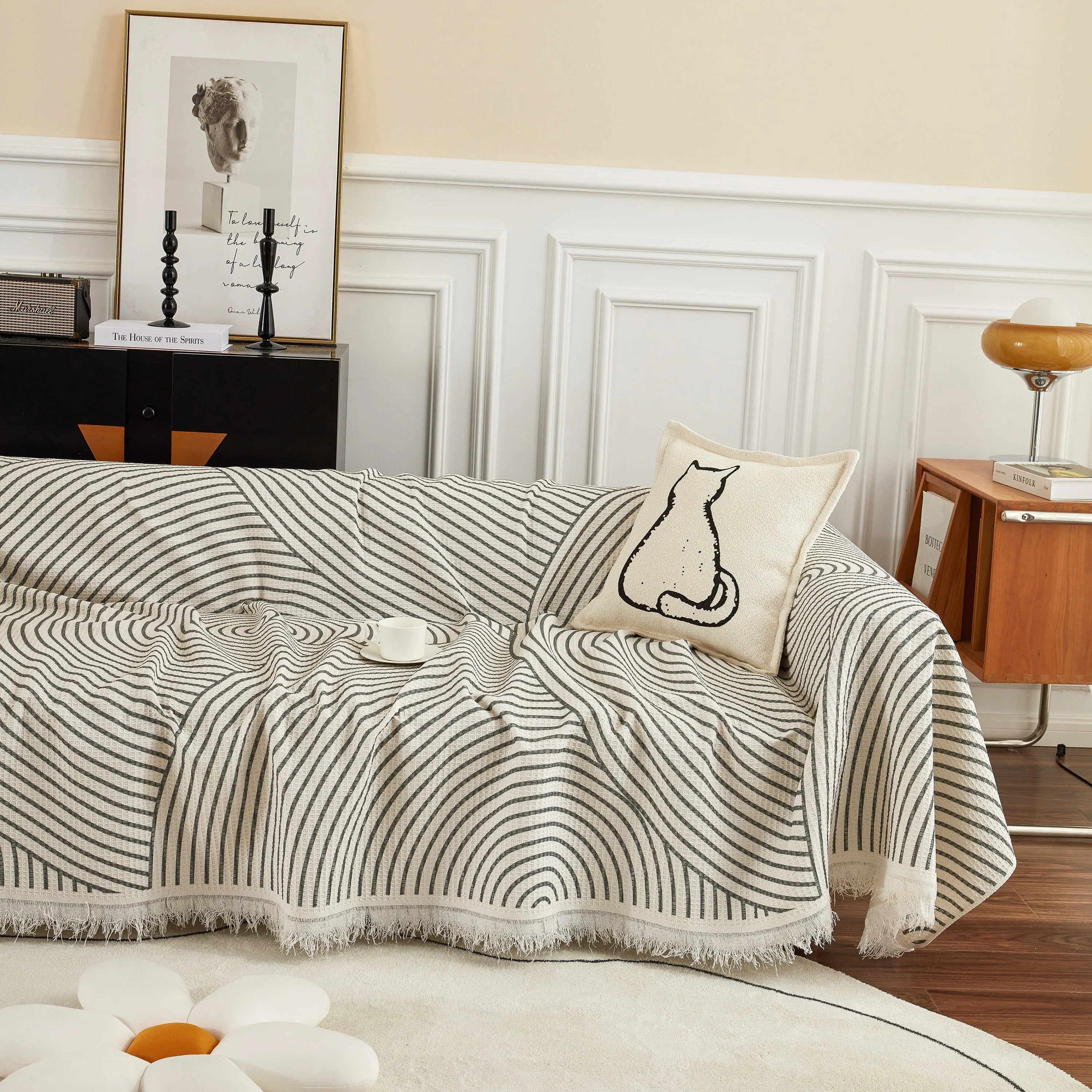 Cotton Jacquard He Li Couch Cover Blanket, L Shaped Couch Cover, Sectional Couch Covers - TaroTextile