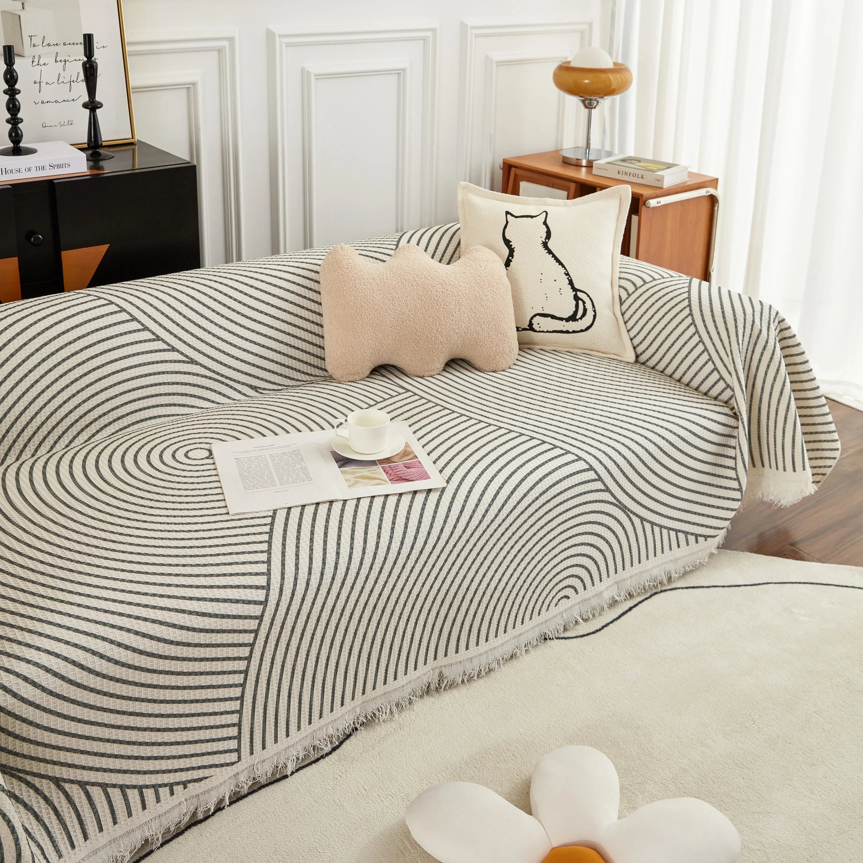 Cotton Jacquard He Li Couch Cover Blanket, L Shaped Couch Cover, Sectional Couch Covers - TaroTextile