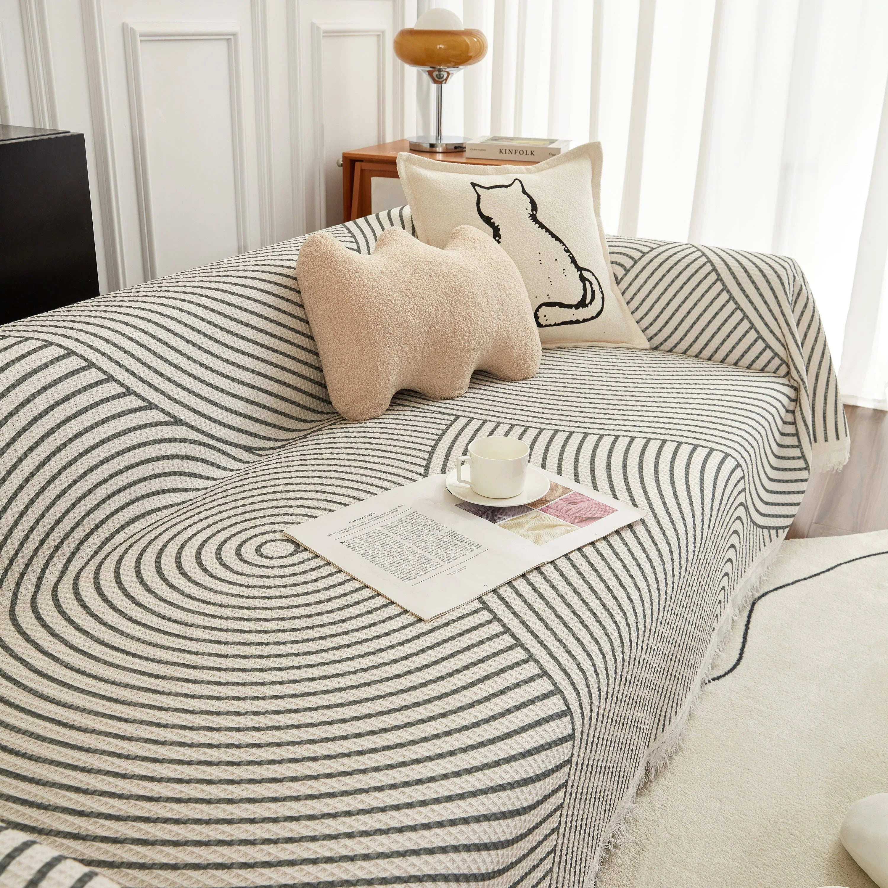 Cotton Jacquard He Li Couch Cover Blanket, L Shaped Couch Cover, Sectional Couch Covers - TaroTextile