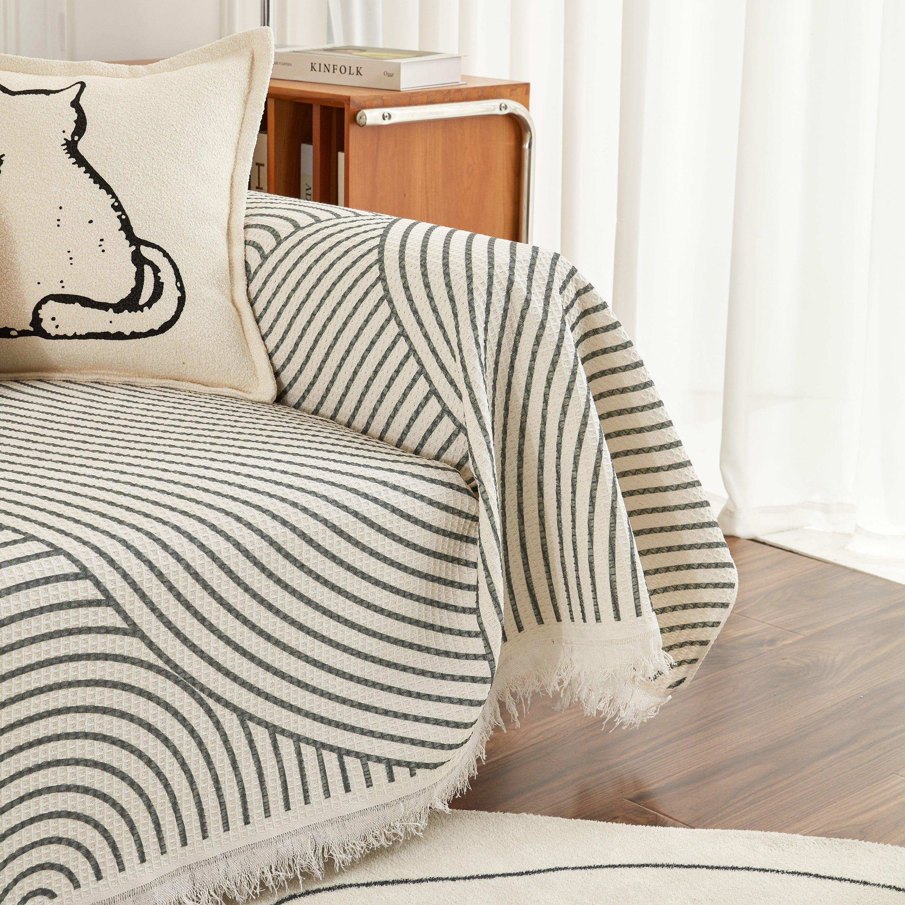 Cotton Jacquard He Li Couch Cover Blanket, L Shaped Couch Cover, Sectional Couch Covers - TaroTextile