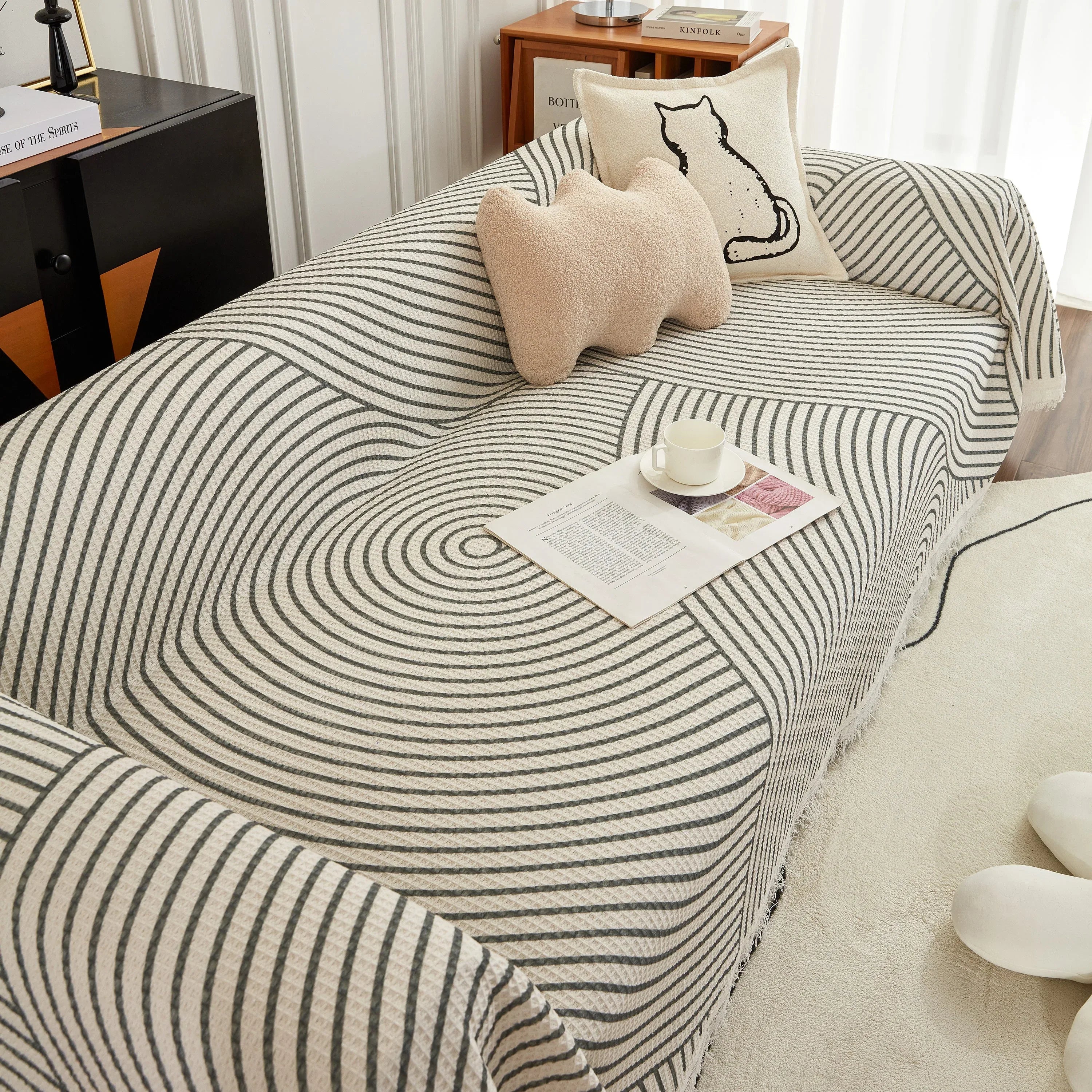 Cotton Jacquard He Li Couch Cover Blanket, L Shaped Couch Cover, Sectional Couch Covers - TaroTextile