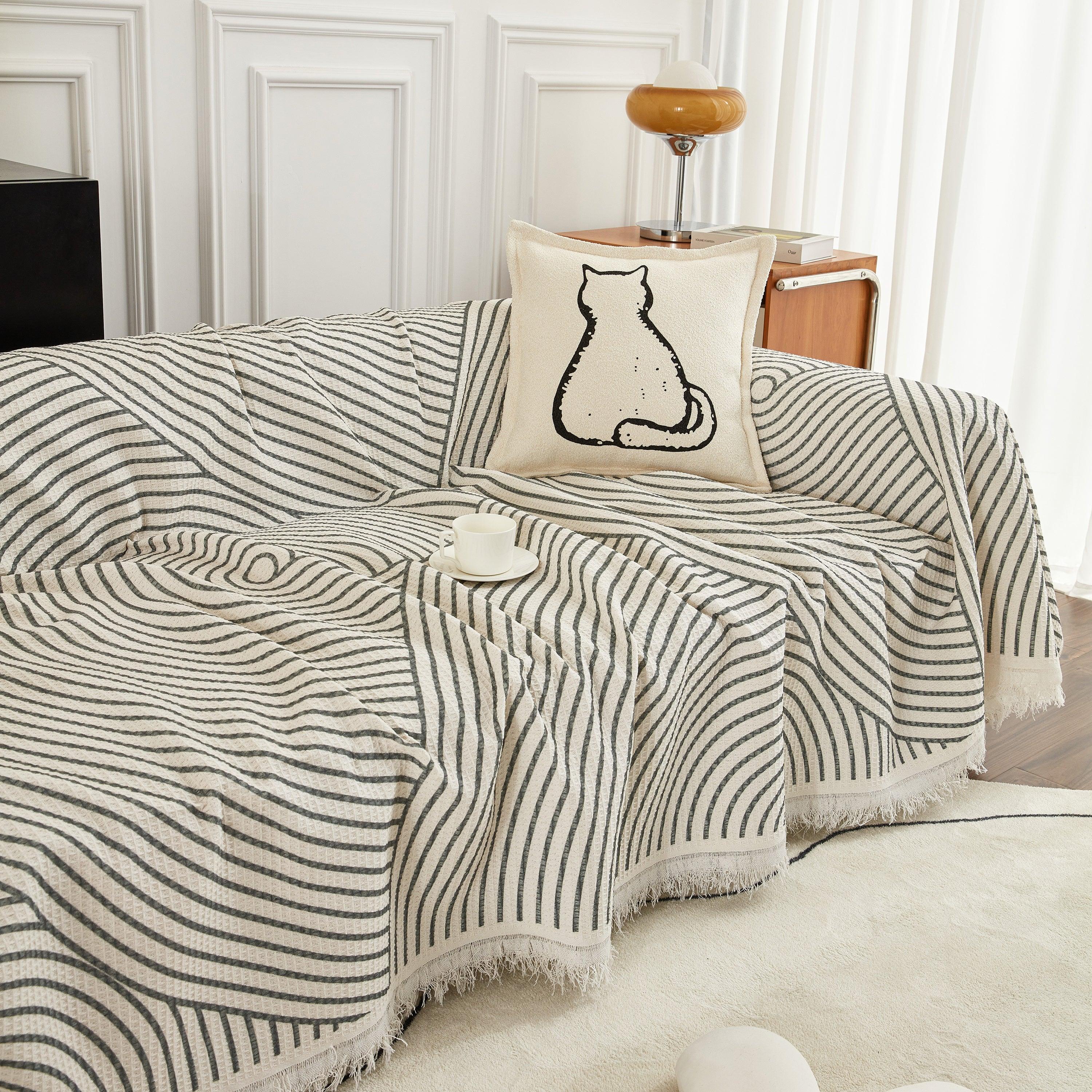 Cotton Jacquard He Li Couch Cover Blanket, L Shaped Couch Cover, Sectional Couch Covers - TaroTextile