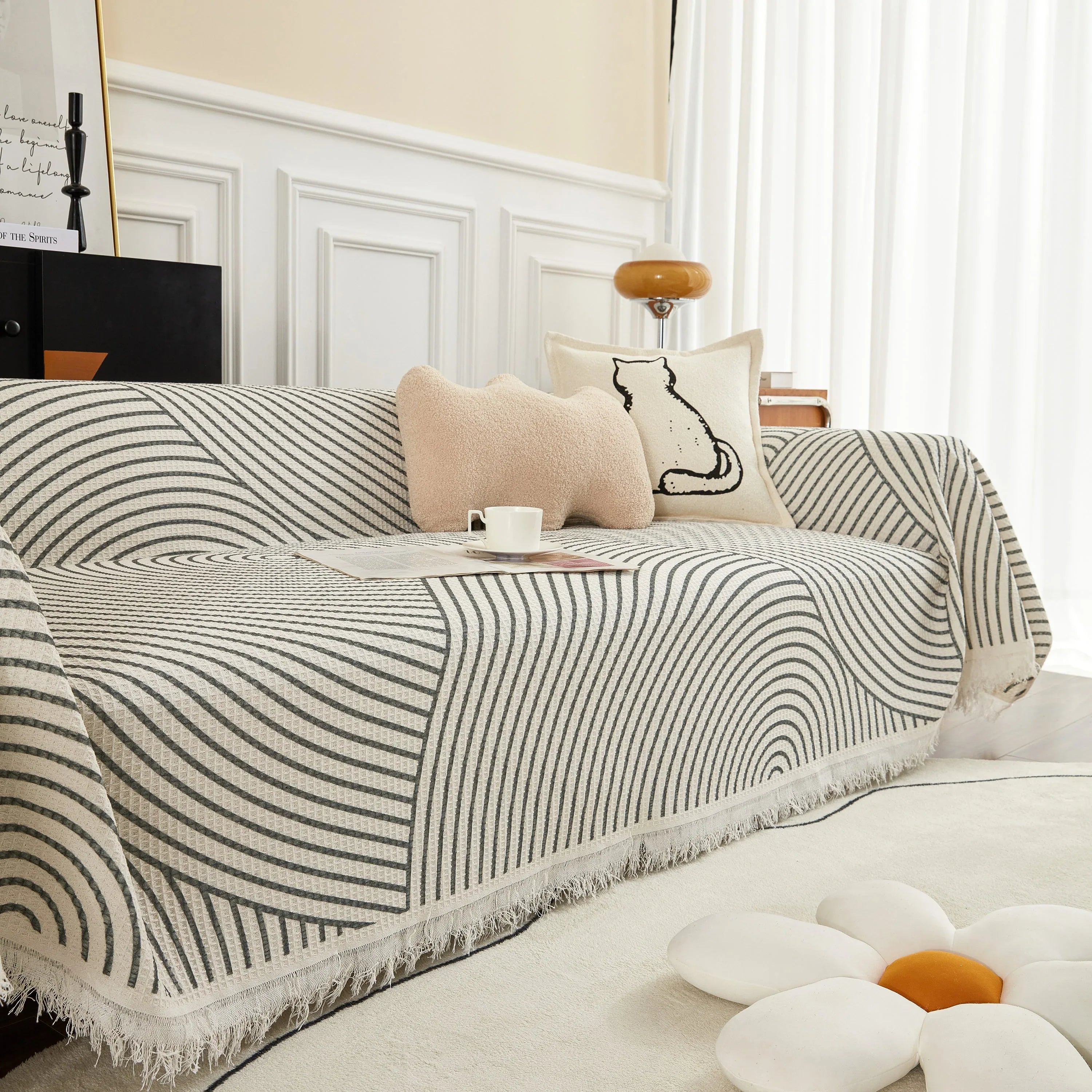 Cotton Jacquard He Li Couch Cover Blanket, L Shaped Couch Cover, Sectional Couch Covers - TaroTextile