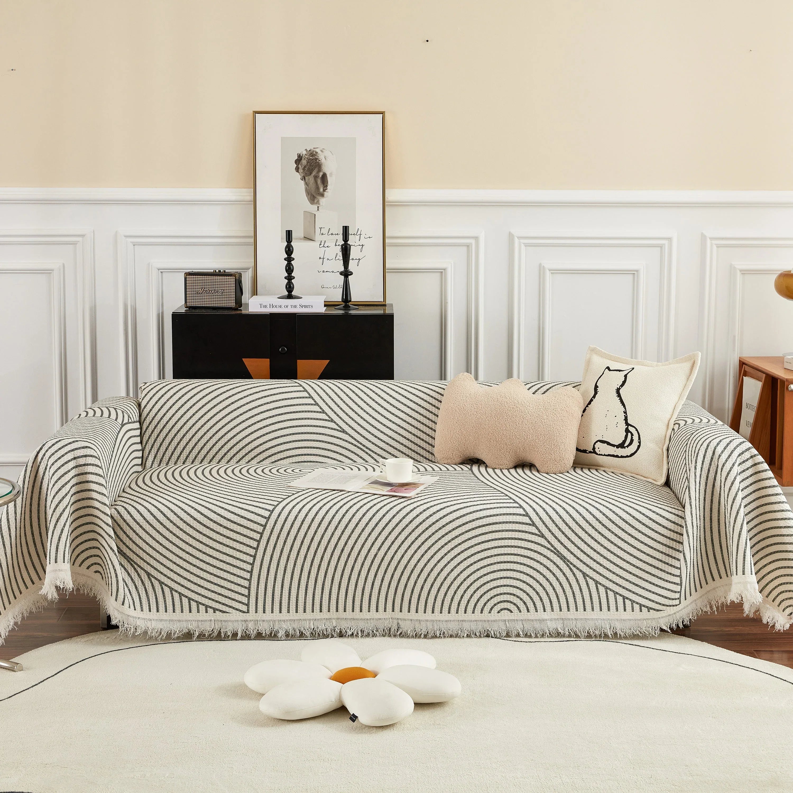 Cotton Jacquard He Li Couch Cover Blanket, L Shaped Couch Cover, Sectional Couch Covers - TaroTextile