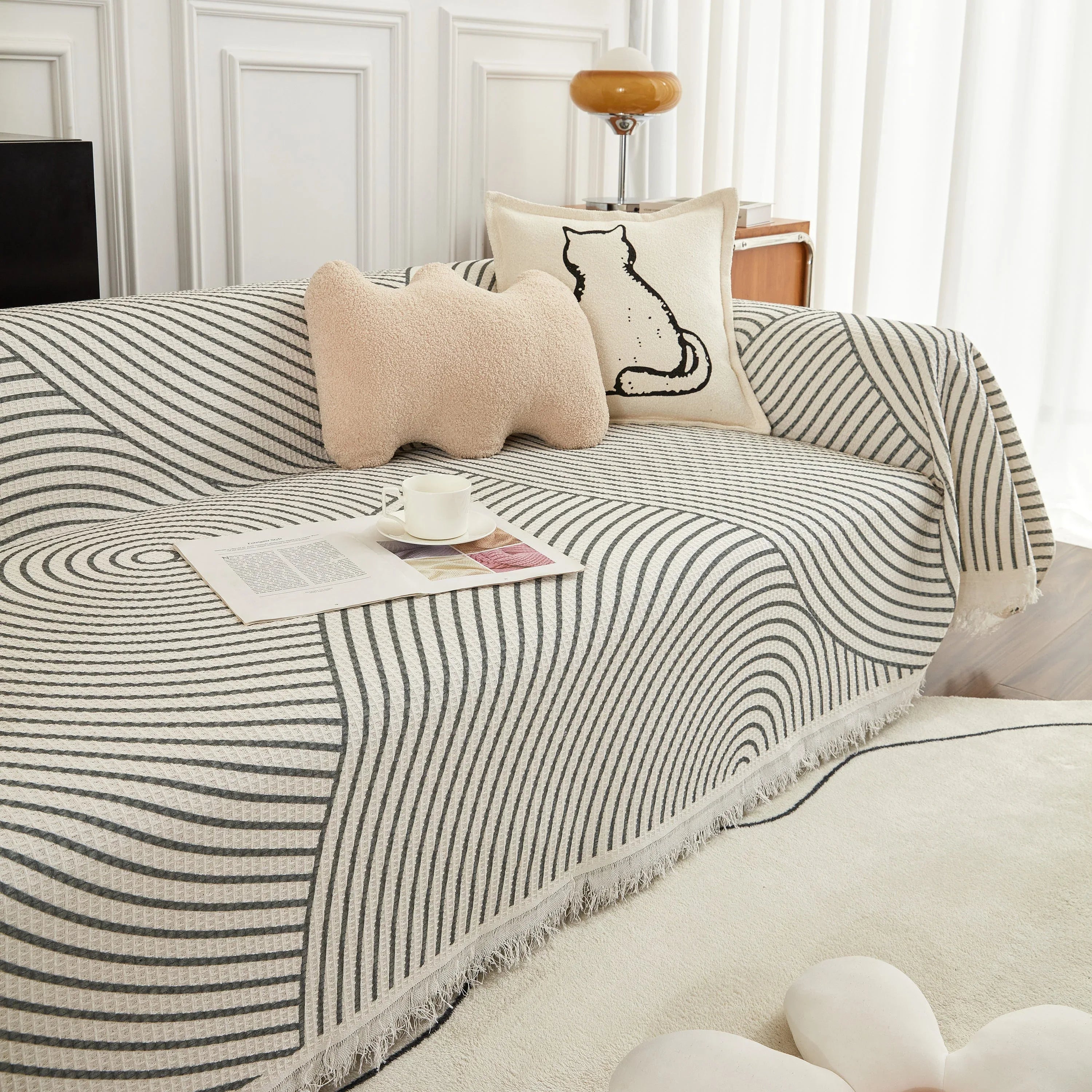 Cotton Jacquard He Li Couch Cover Blanket, L Shaped Couch Cover, Sectional Couch Covers - TaroTextile