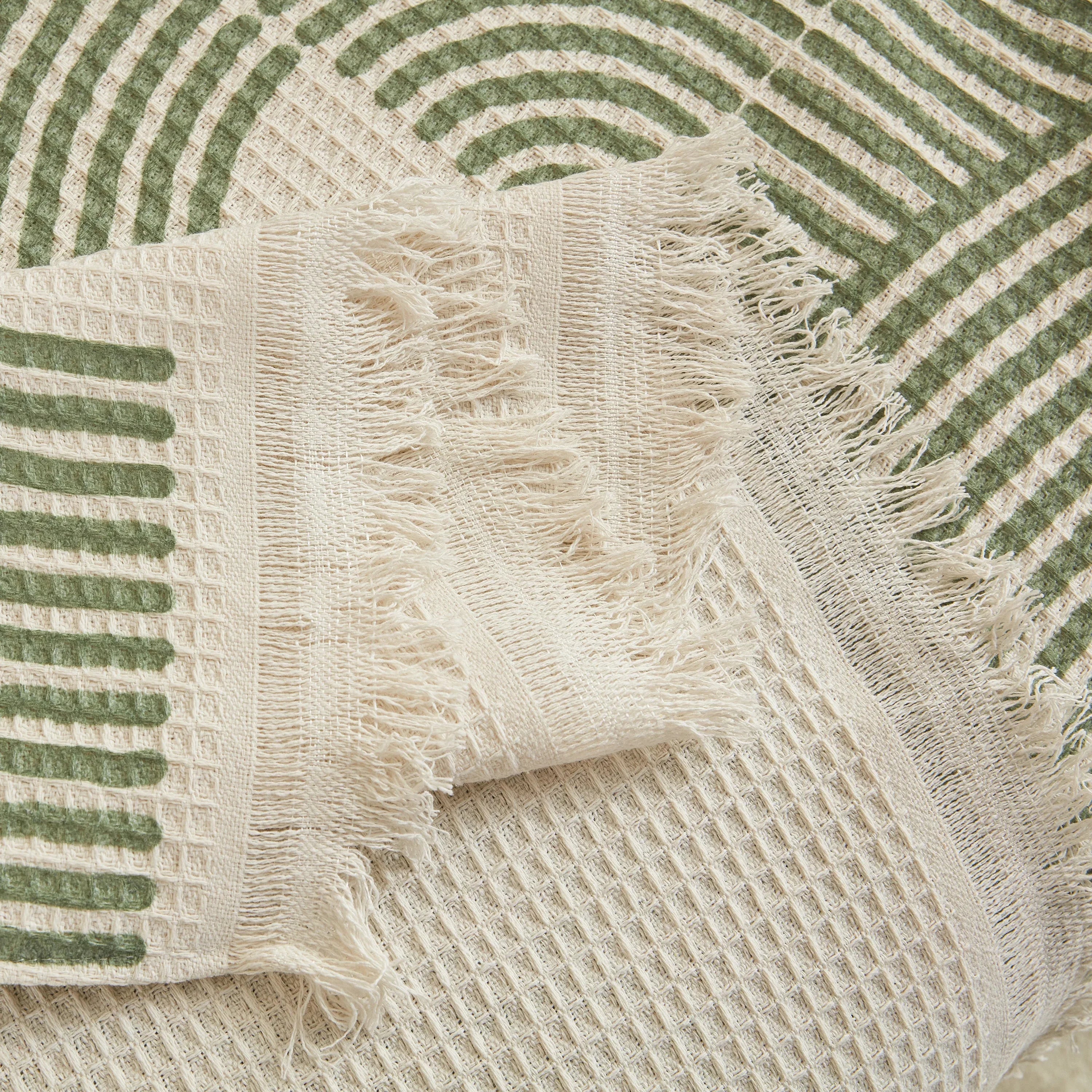 Cotton Jacquard Lucky Gather Sofa Cover Blanket, L Shaped Couch Cover, Sofa Throw Cover - TaroTextile