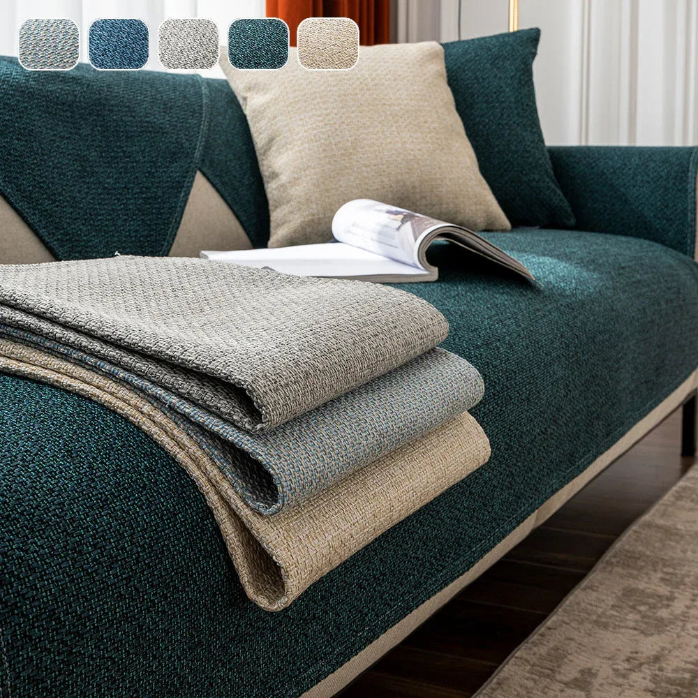 Cotton Linen Sofa Cover Universal Four Seasons Thick Non-Slip Cushion Furniture Dust Cover - TaroTextile