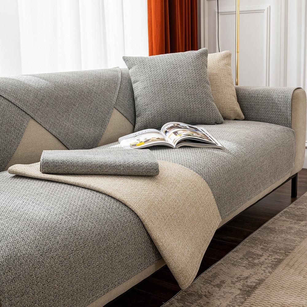 Cotton Linen Sofa Cover Universal Four Seasons Thick Non-Slip Cushion Furniture Dust Cover - TaroTextile
