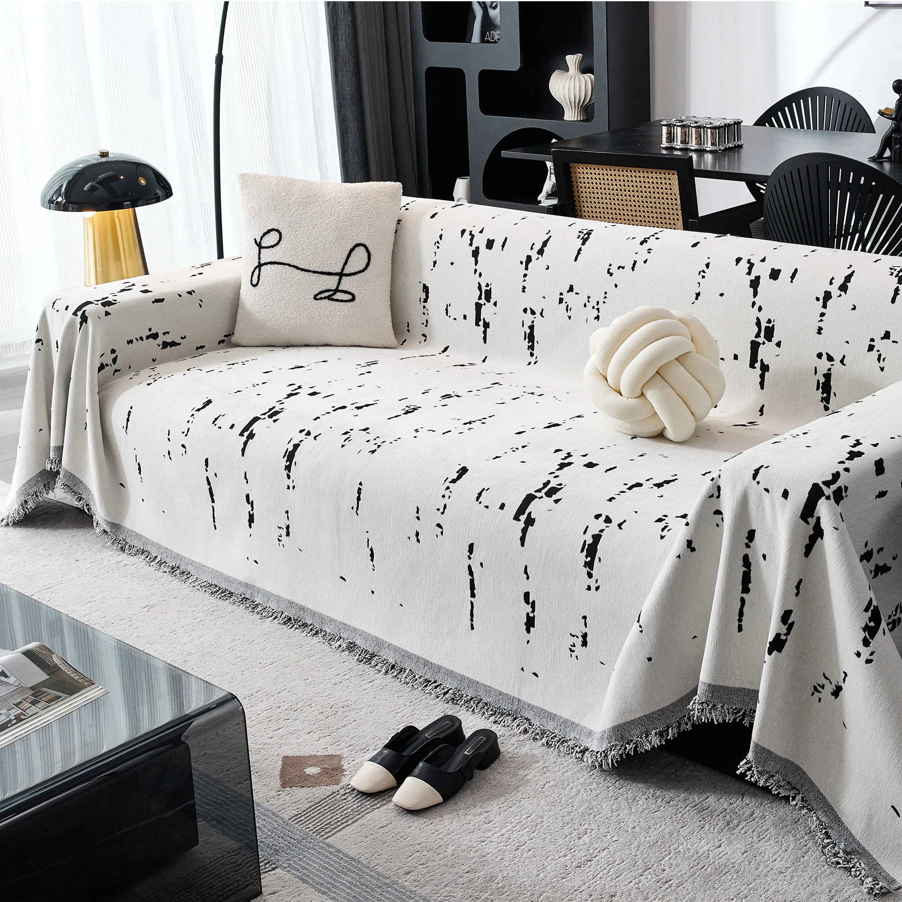 Couch Cover Reversible Chenille Sofa Slipcover for Sectional Multi-Use Decorative Couch Protector - TaroTextile