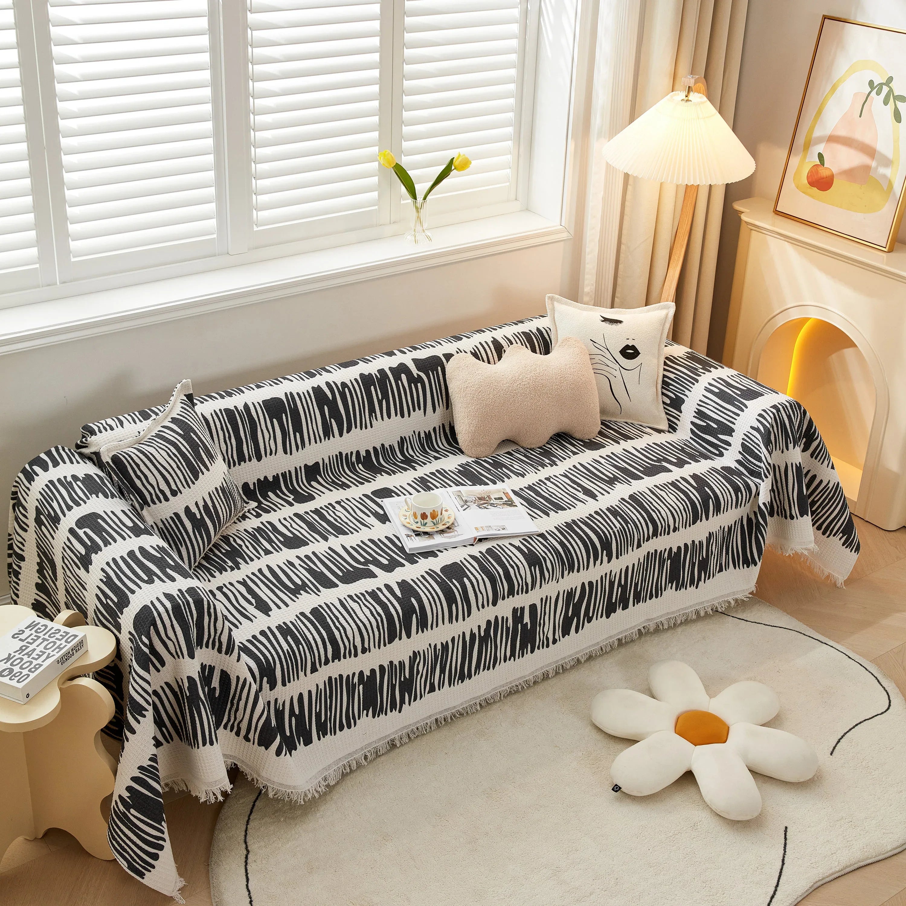 Couch Cover for Most Shape Sofas, Waffle Lattice Sofa Cover Throw, Washable Furniture Covers for Pets - TaroTextile