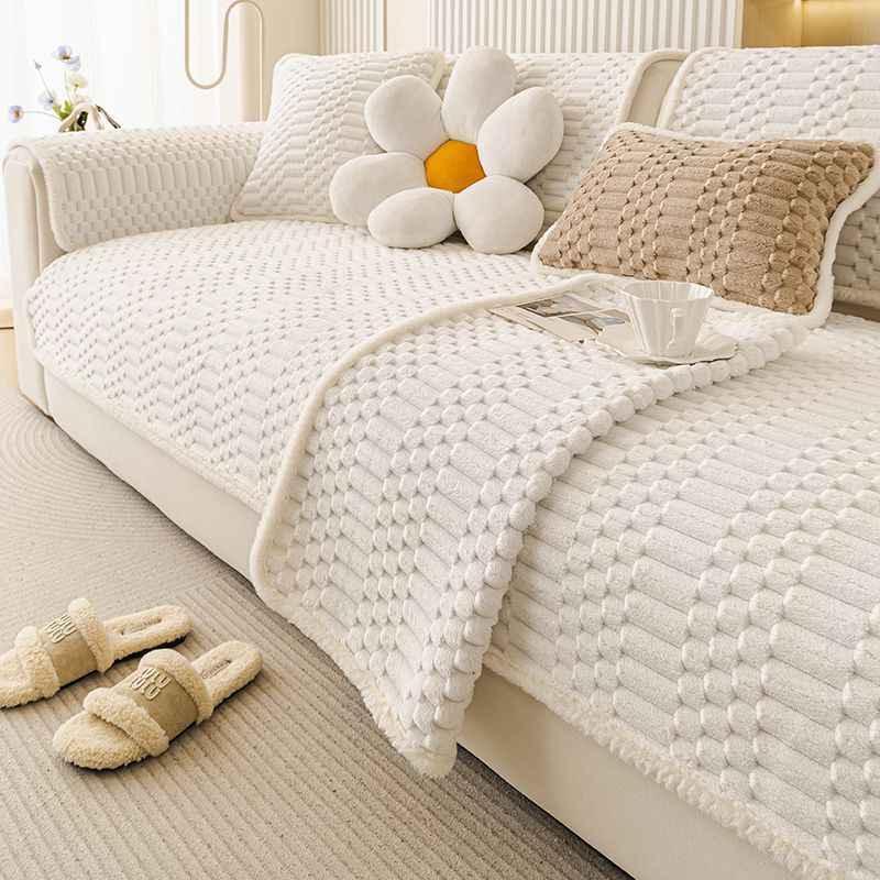 Cozy Plush Sofa Chair Mat Cover Thickened Non-slip Seat Cushion Cover - TaroTextile