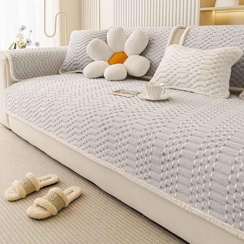 Cozy Plush Sofa Chair Mat Cover Thickened Non-slip Seat Cushion Cover - TaroTextile