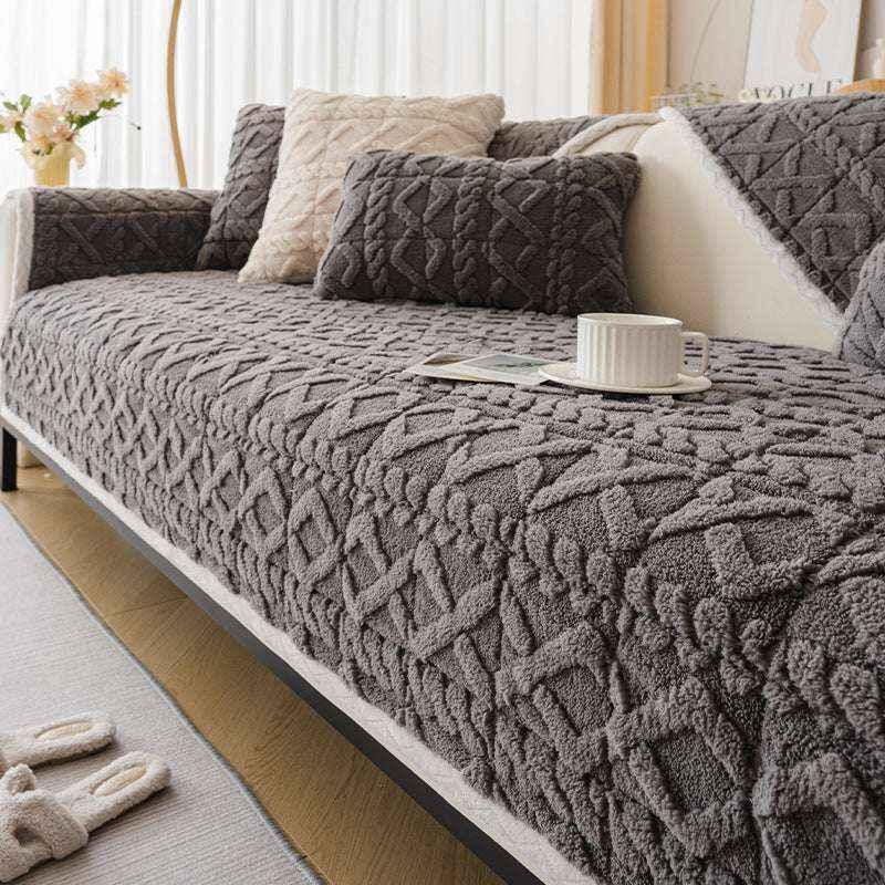 Cozy Plush Sofa Cushion Cover Velvet Seat Chair Cover Durable Slipcover - TaroTextile