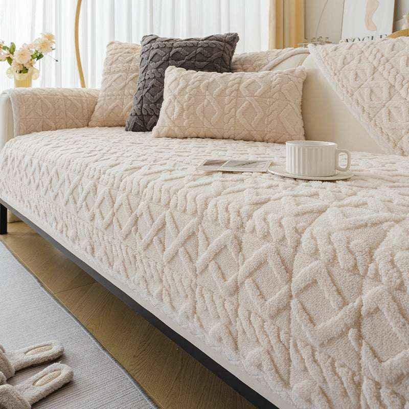 Cozy Plush Sofa Cushion Cover Velvet Seat Chair Cover Durable Slipcover - TaroTextile